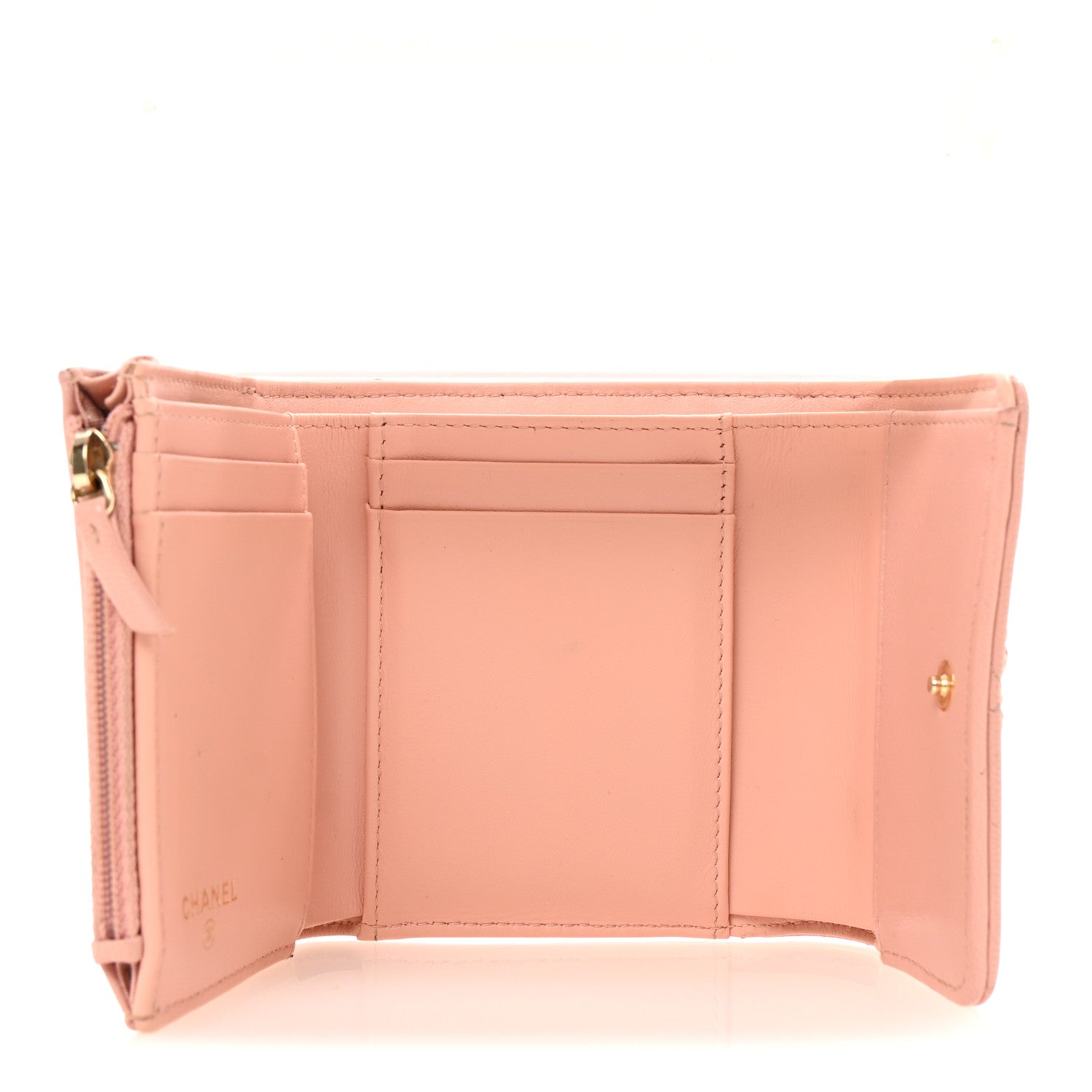 Goatskin Quilted Chanel 19 Small Flap Wallet Pink