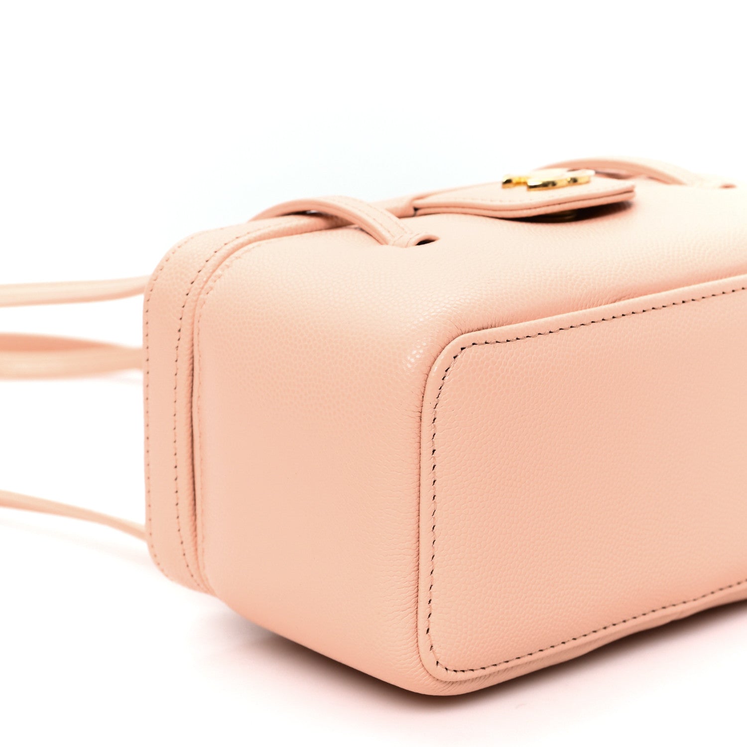 Shiny Caviar Preppy Coco Long Vanity With Strap Light Pink