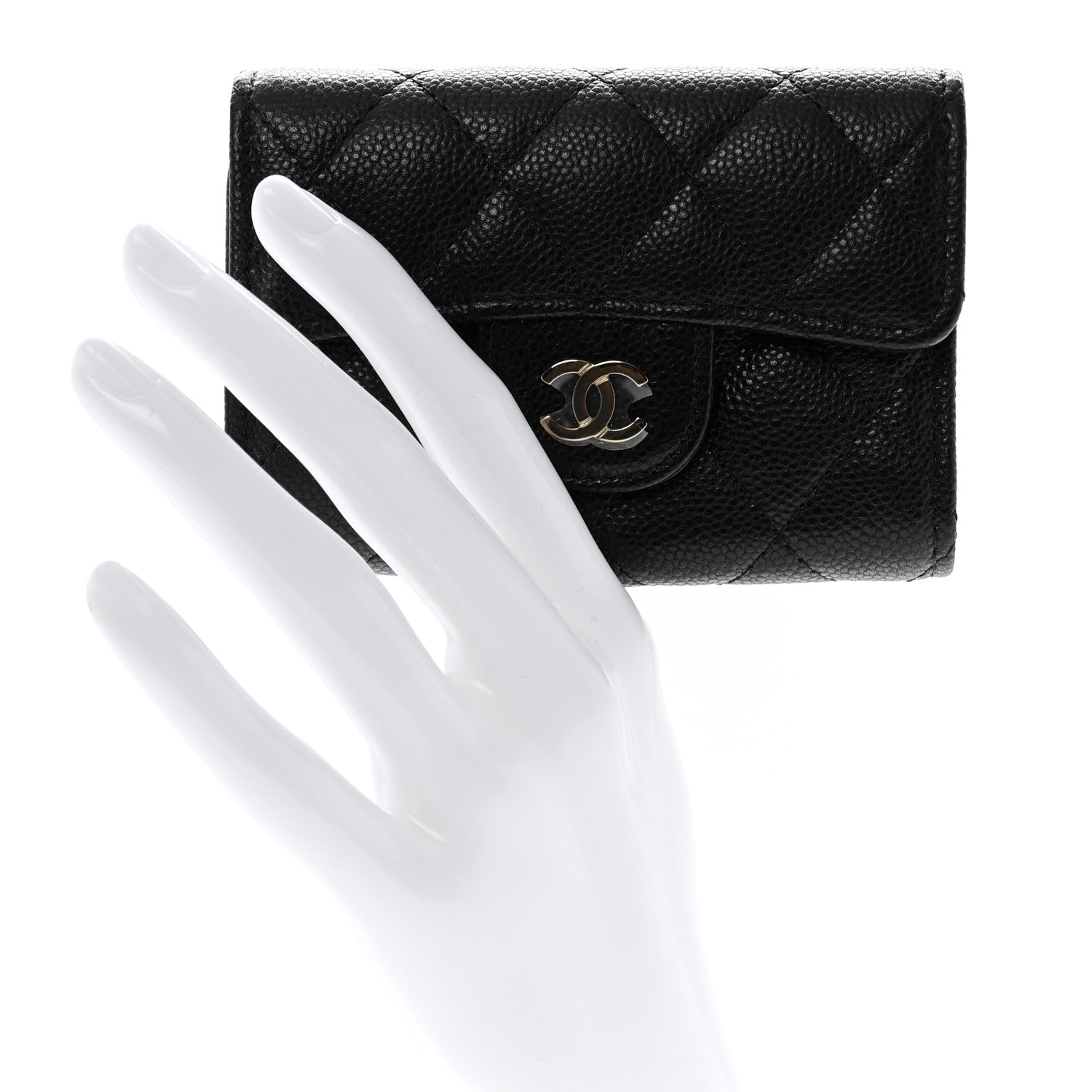 Caviar Quilted Classic 4 Key Holder Wallet Black