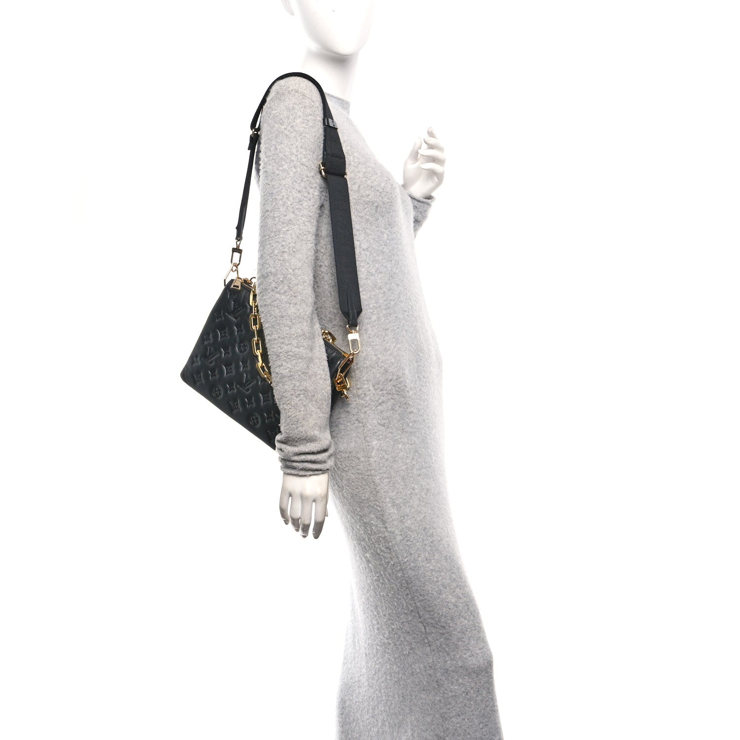 Lambskin Embossed Monogram Coussin PM Black