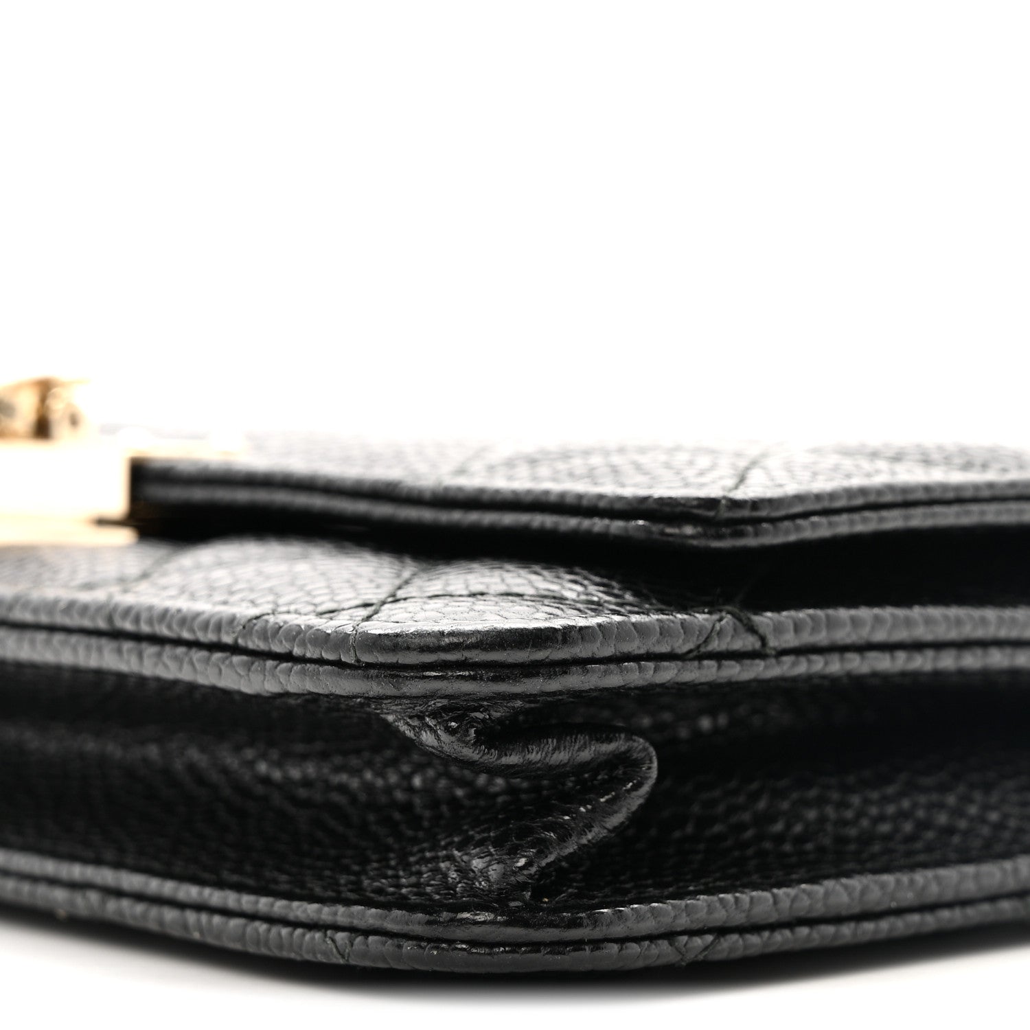 Caviar Quilted Golden Class Wallet On Chain WOC Black