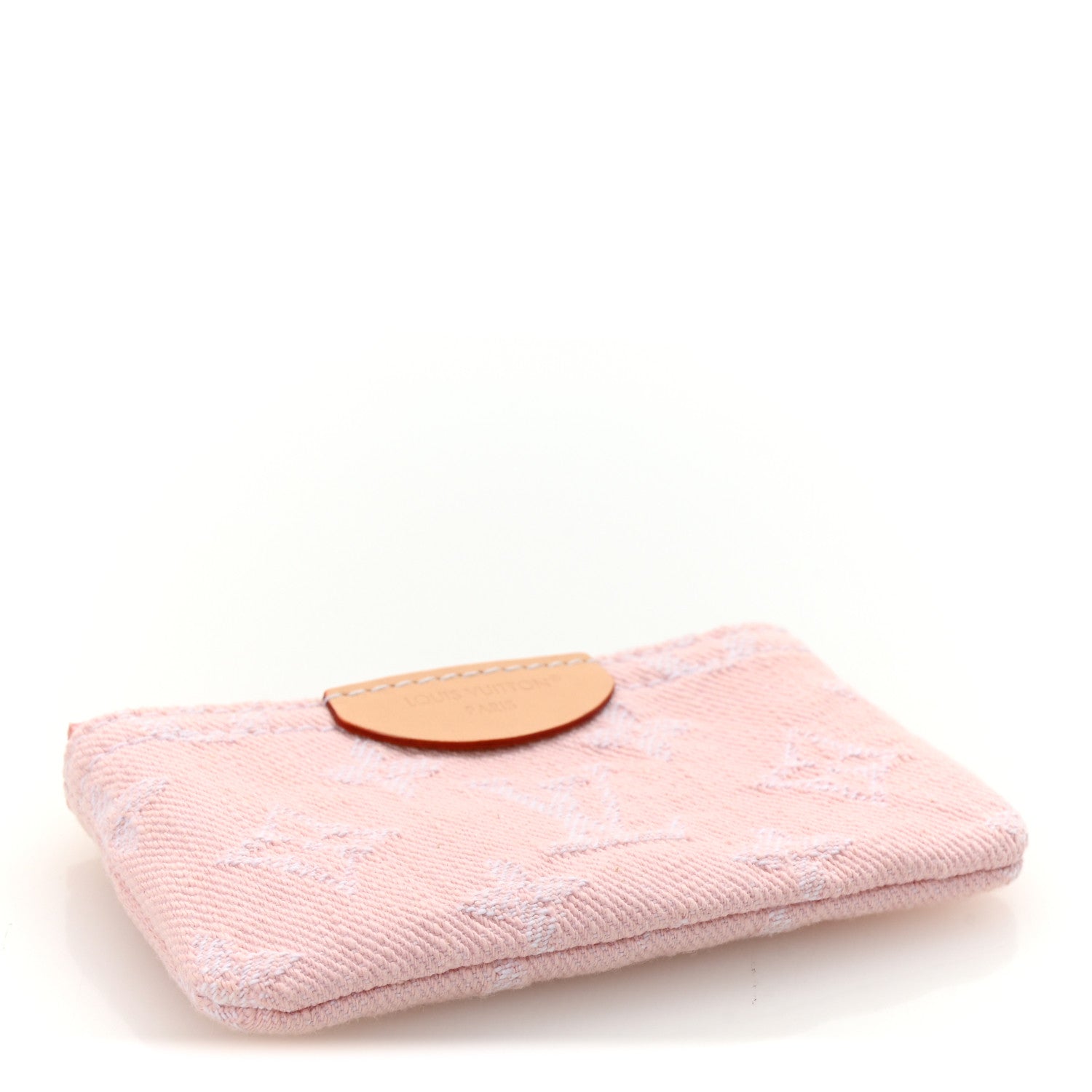 Monogram Denim Key Pouch Washed Pink