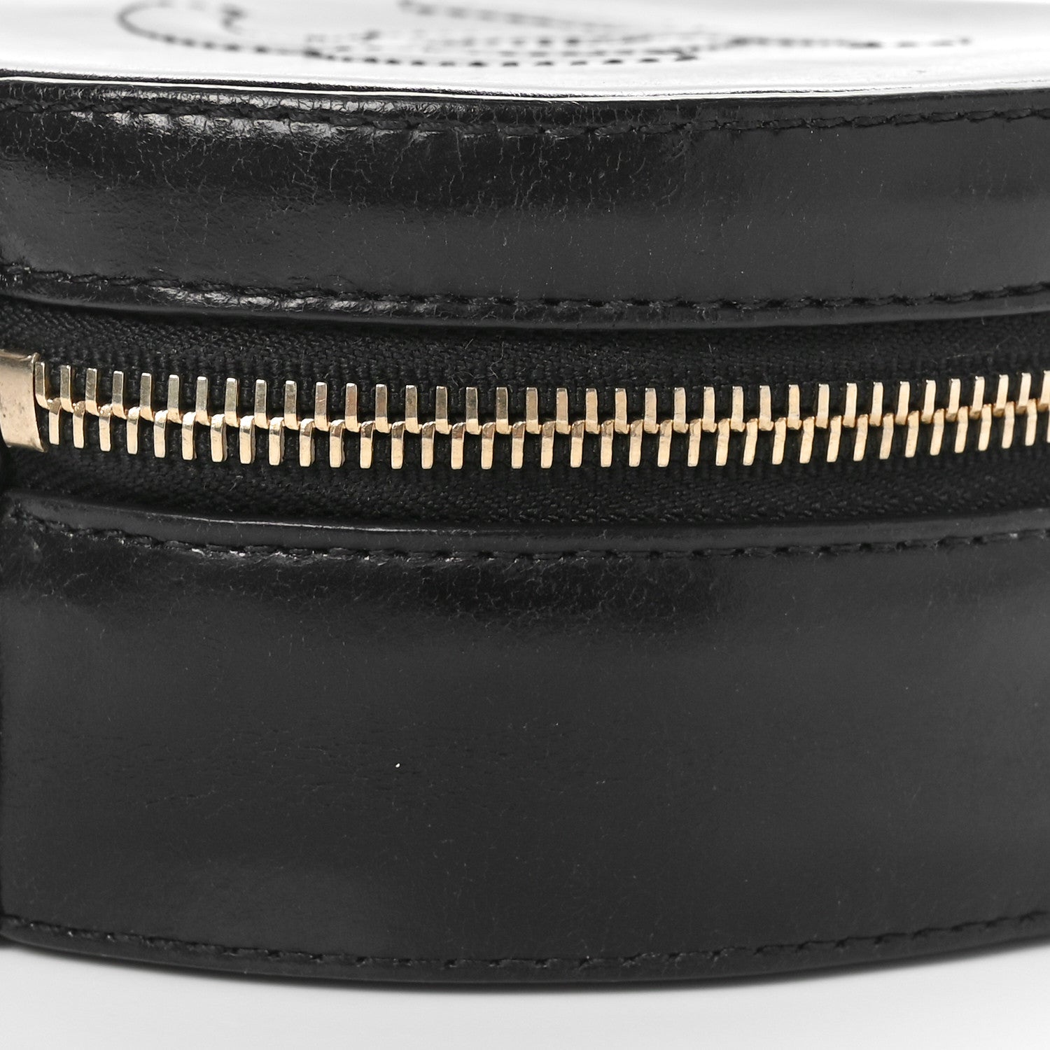 Glazed Calfskin Round As Earth Evening Bag Black