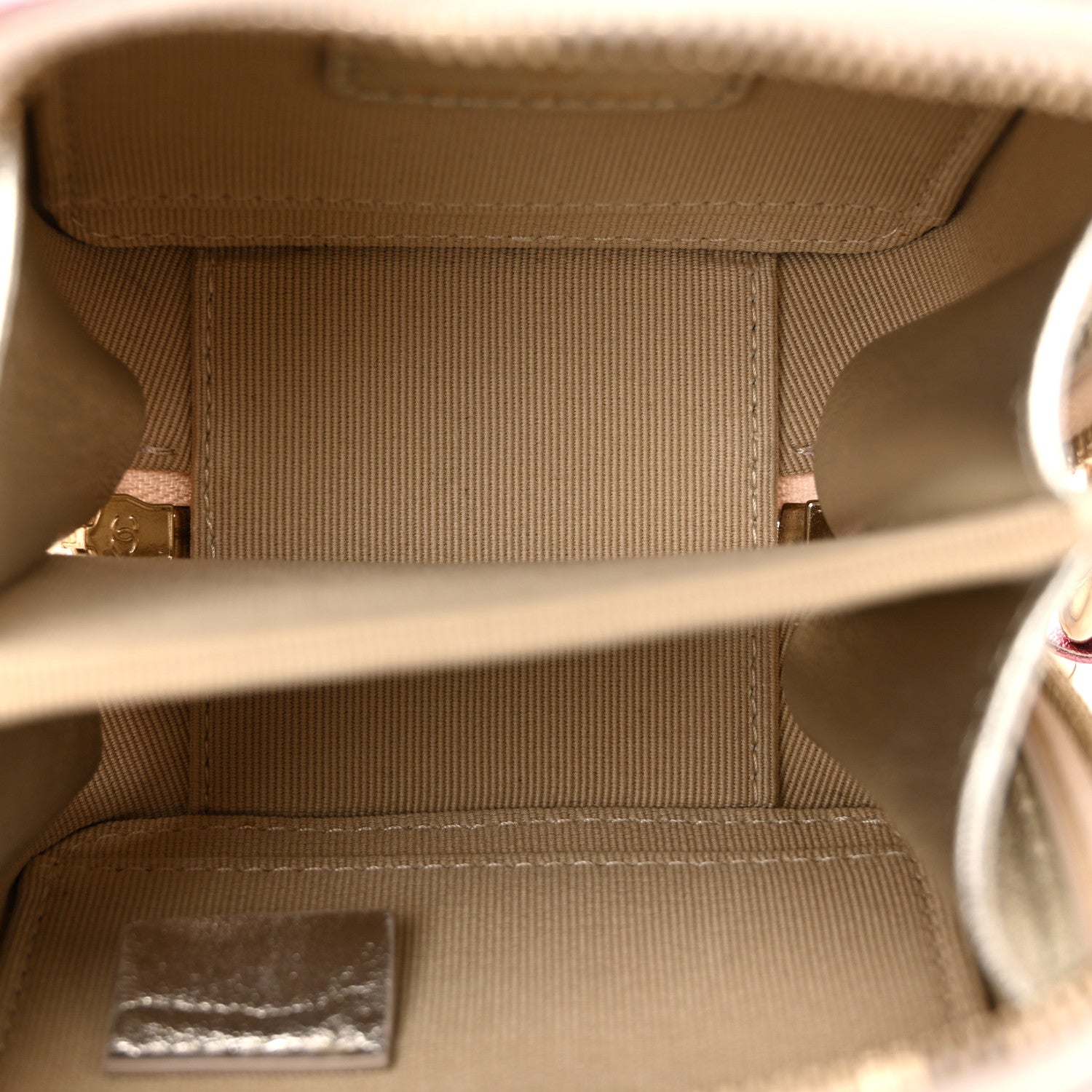 Gradient Metallic Lambskin Quilted Like A Wallet Clutch With Chain Gold Pink