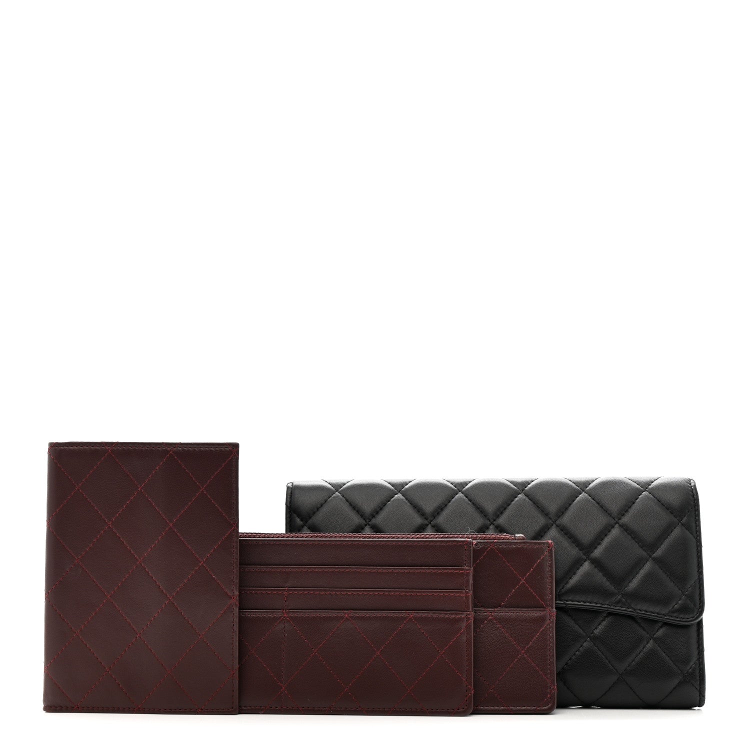 Lambskin Quilted Travel Wallet Black