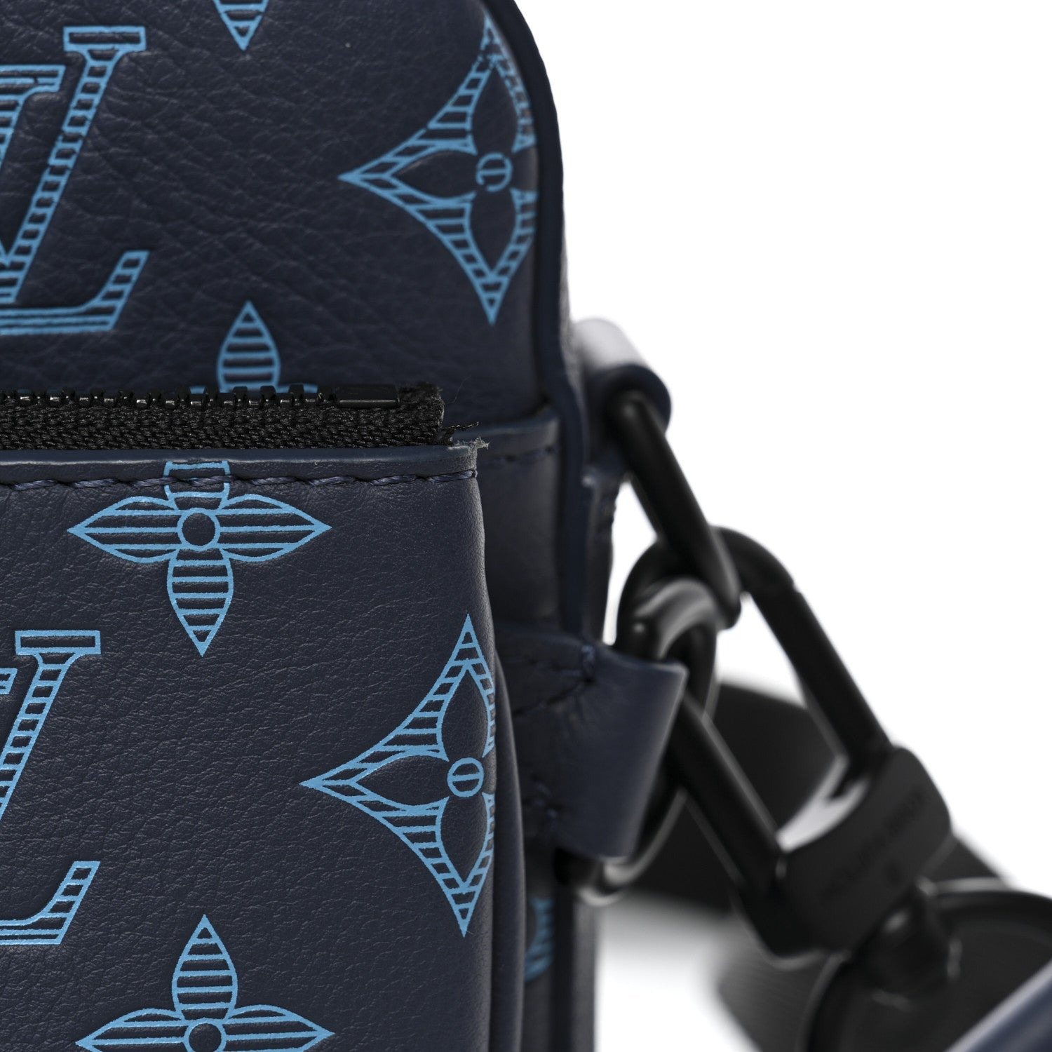 Calfskin Monogram Shadow Trio Messenger Navy River Blue