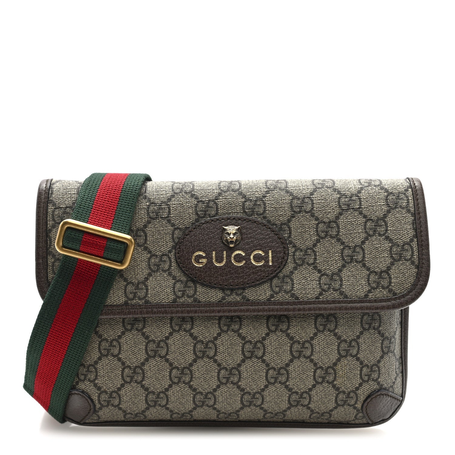 GG Supreme Monogram Neo Vintage Web Belt Bag Brown