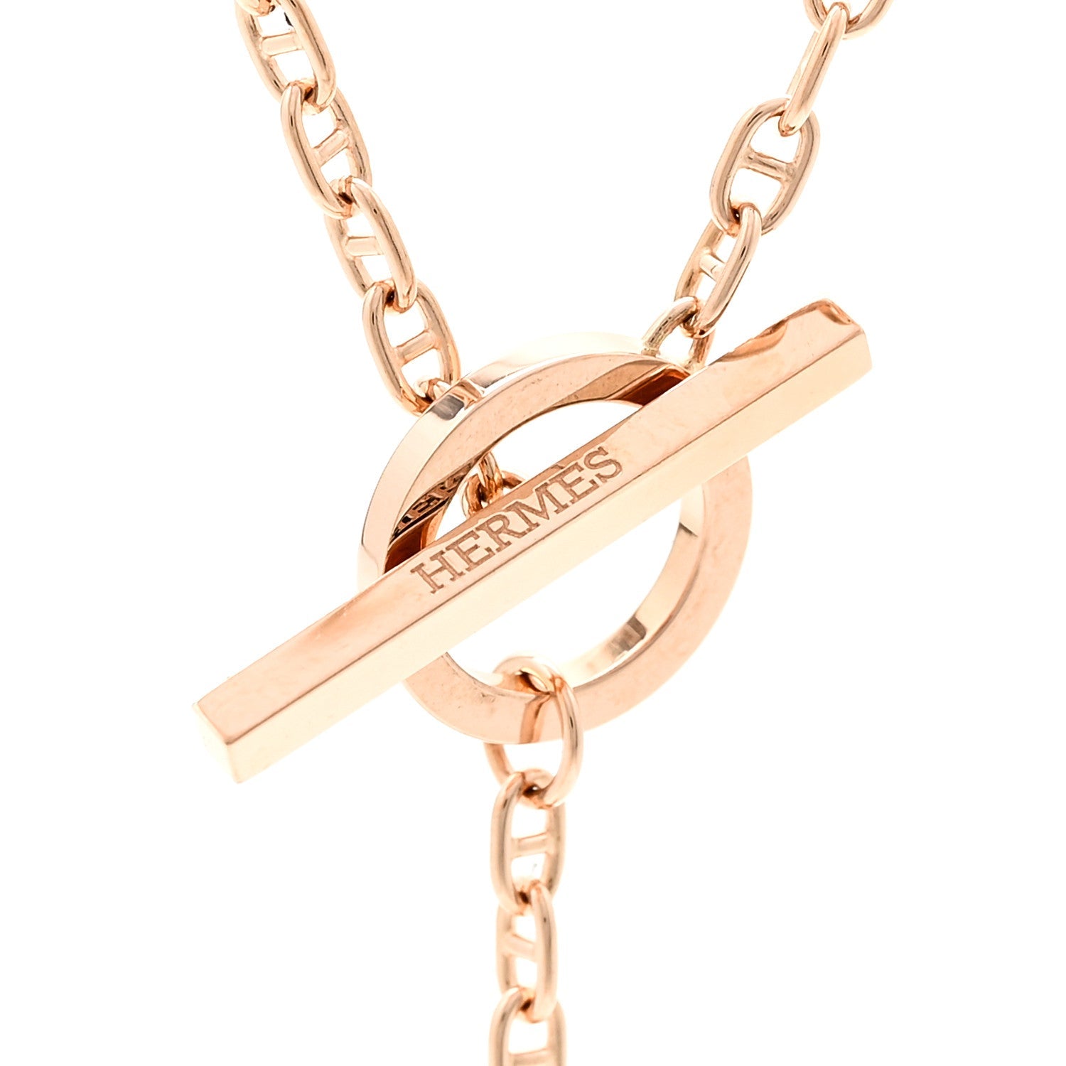 18K Rose Gold Diamond GM Chaine D'Ancre Contour Pendant Necklace ST