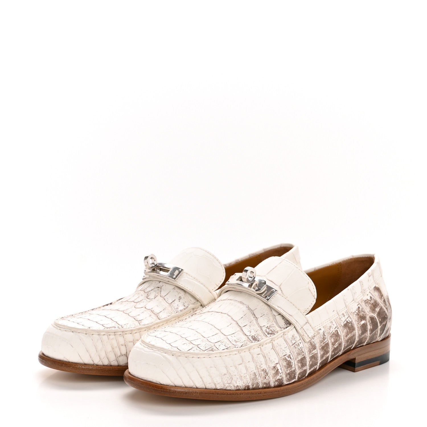 Matte Niloticus Crocodile Himalaya Womens Destin Loafer 38 Blanc