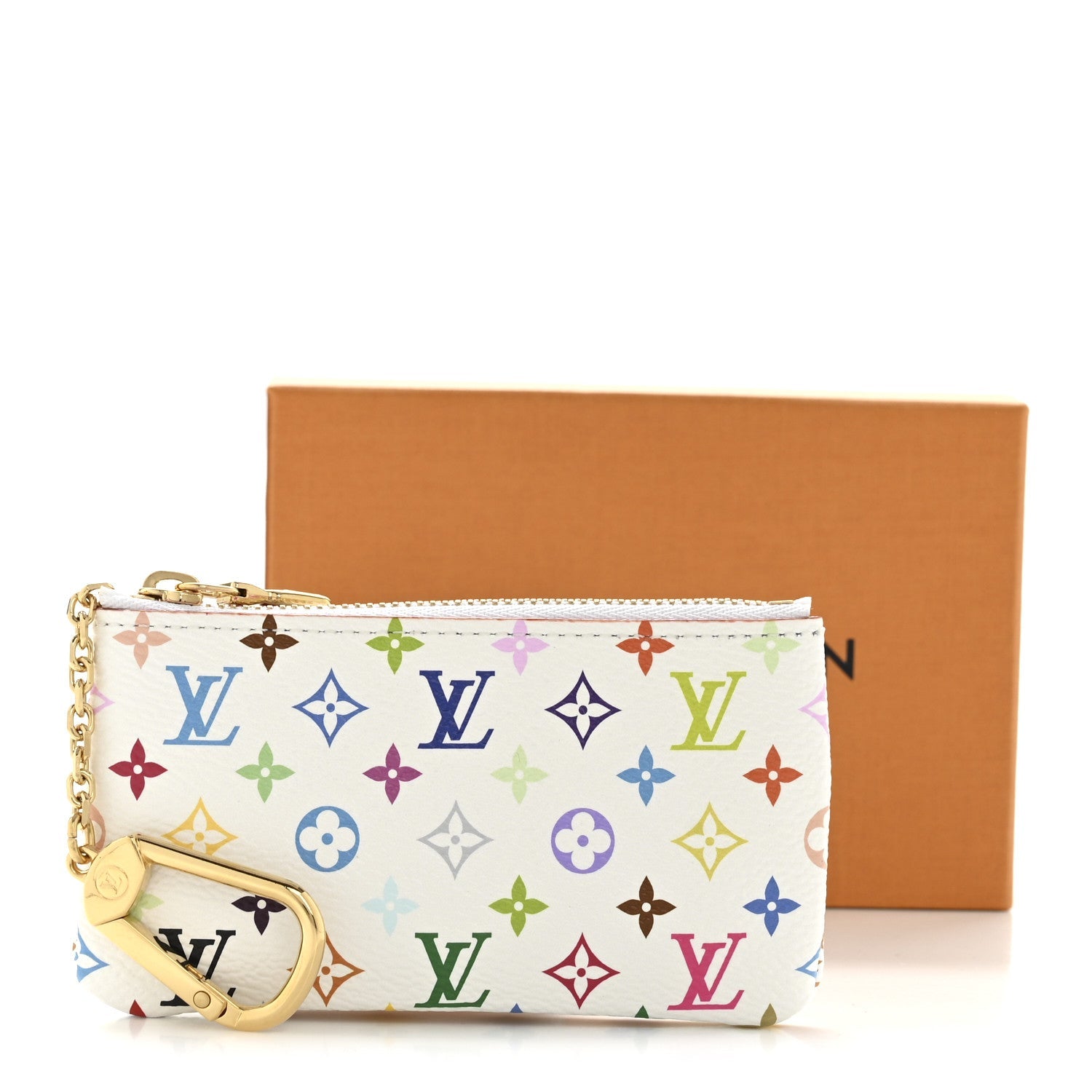 LV X TM Monogram Multicolor Key Pouch White