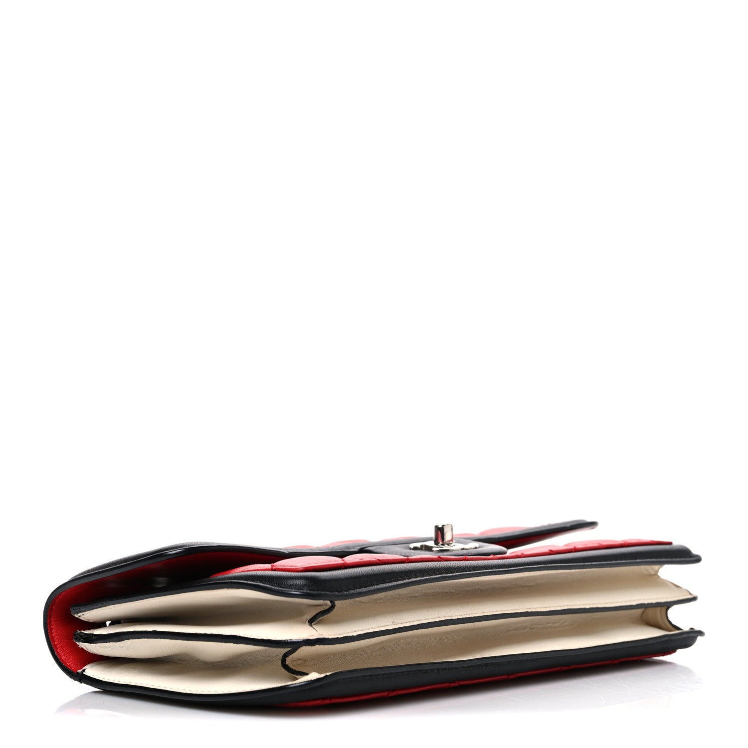 Lambskin Quilted Tri-Color Flap Red White Black