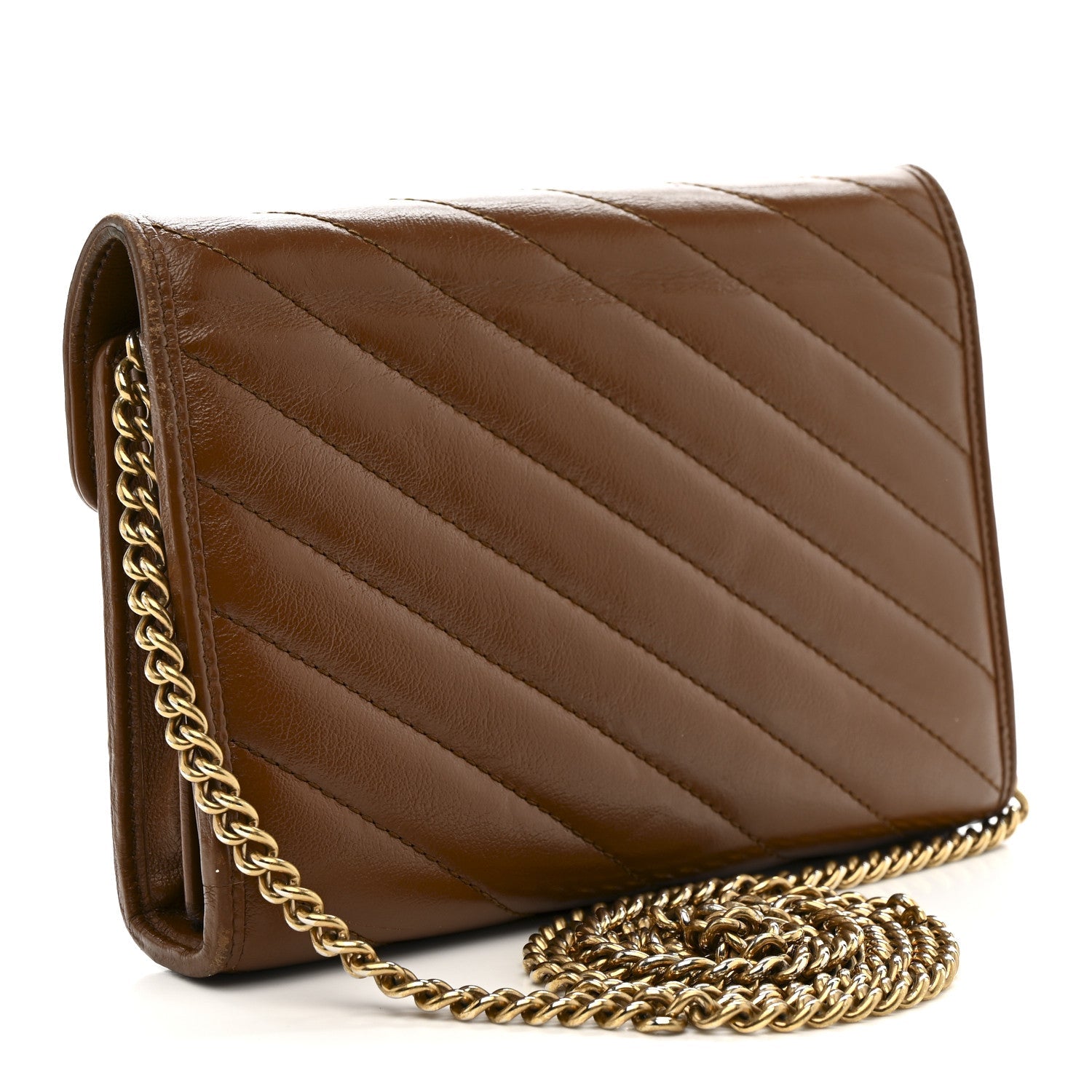 Azalea Calfskin Matelasse Diagonal GG Marmont Chain Wallet Cuir
