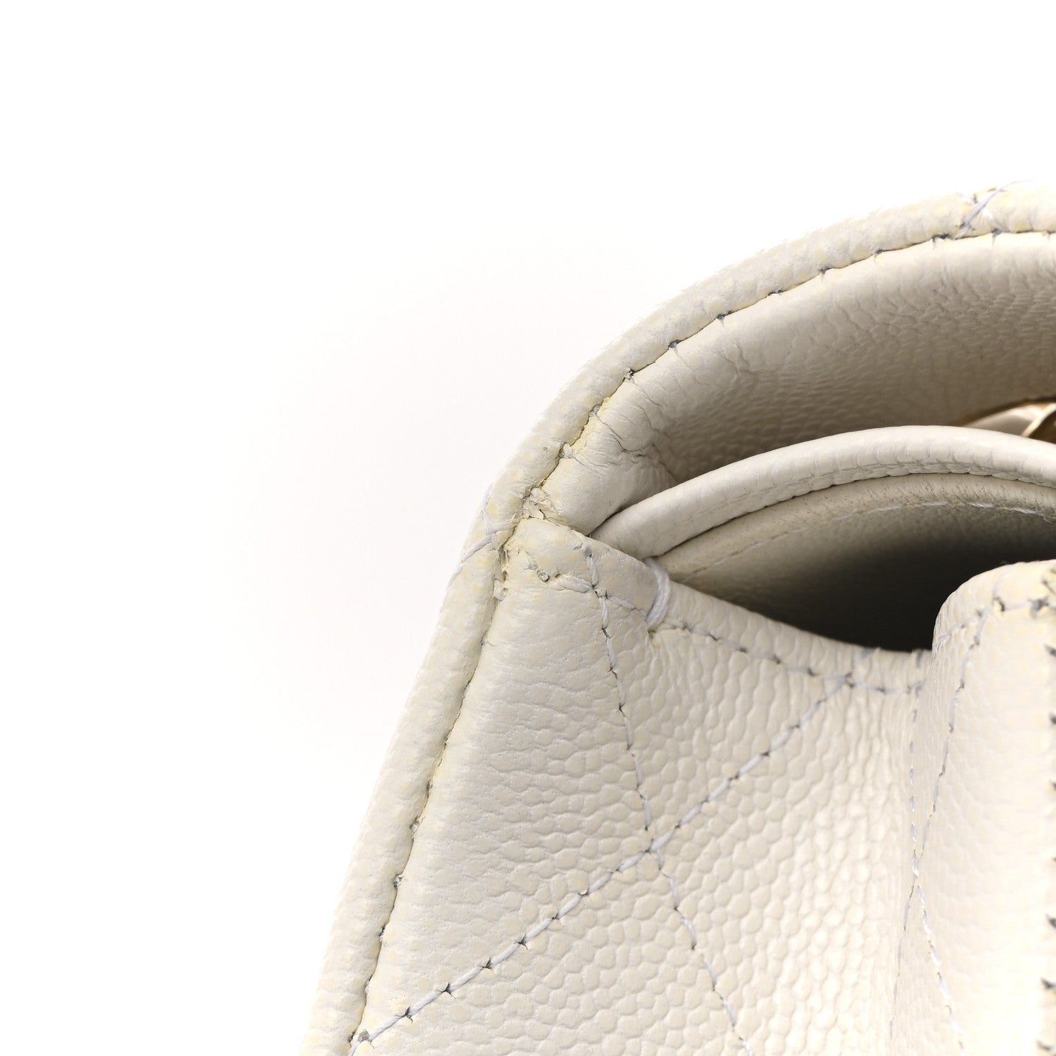 Caviar Quilted Medium Double Flap White