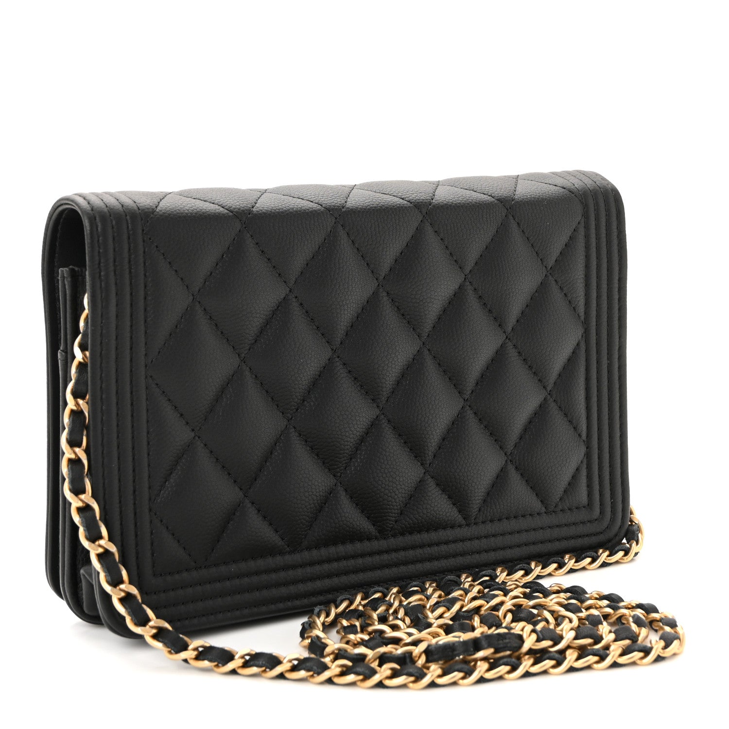Caviar Quilted Boy Wallet On Chain WOC Black