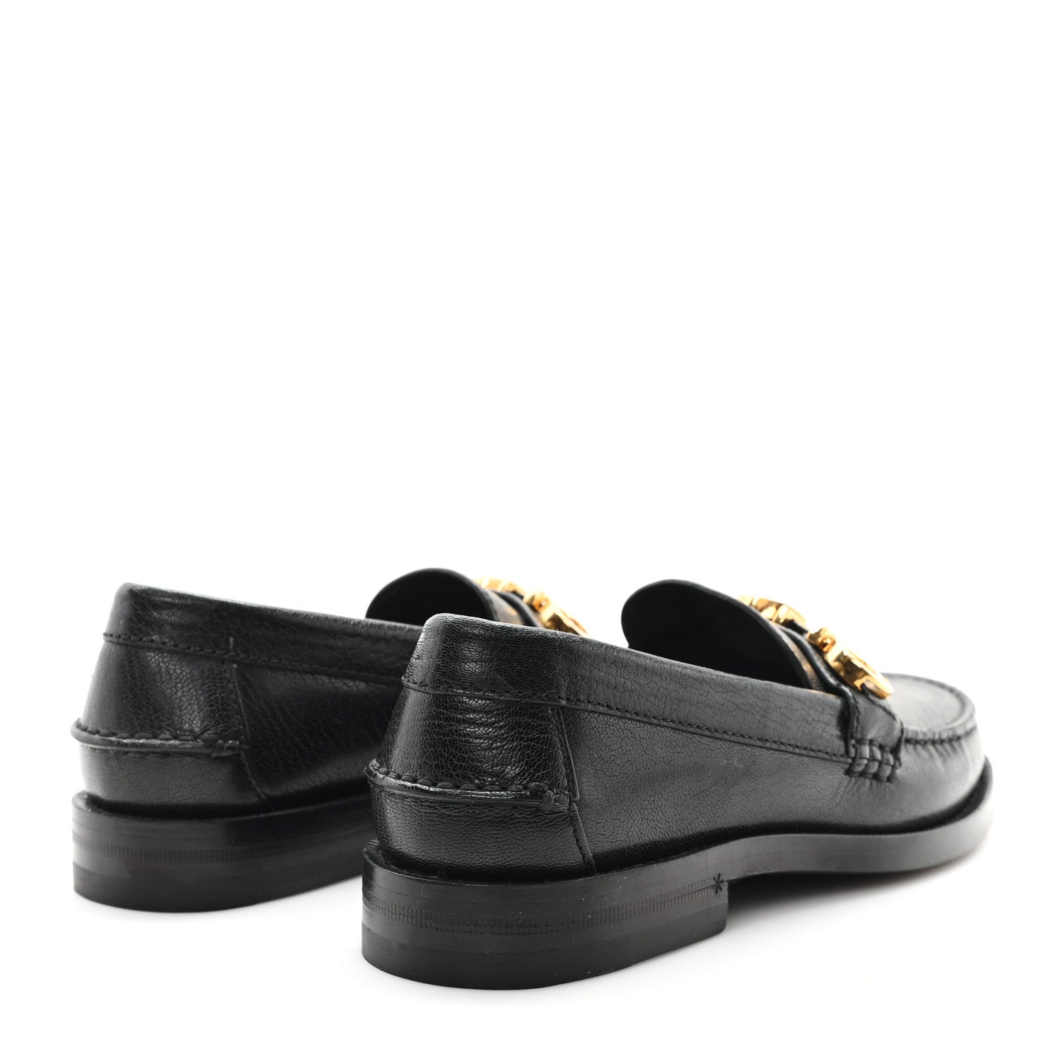 Goatskin Womens Logo 15mm Loafers 35 Black