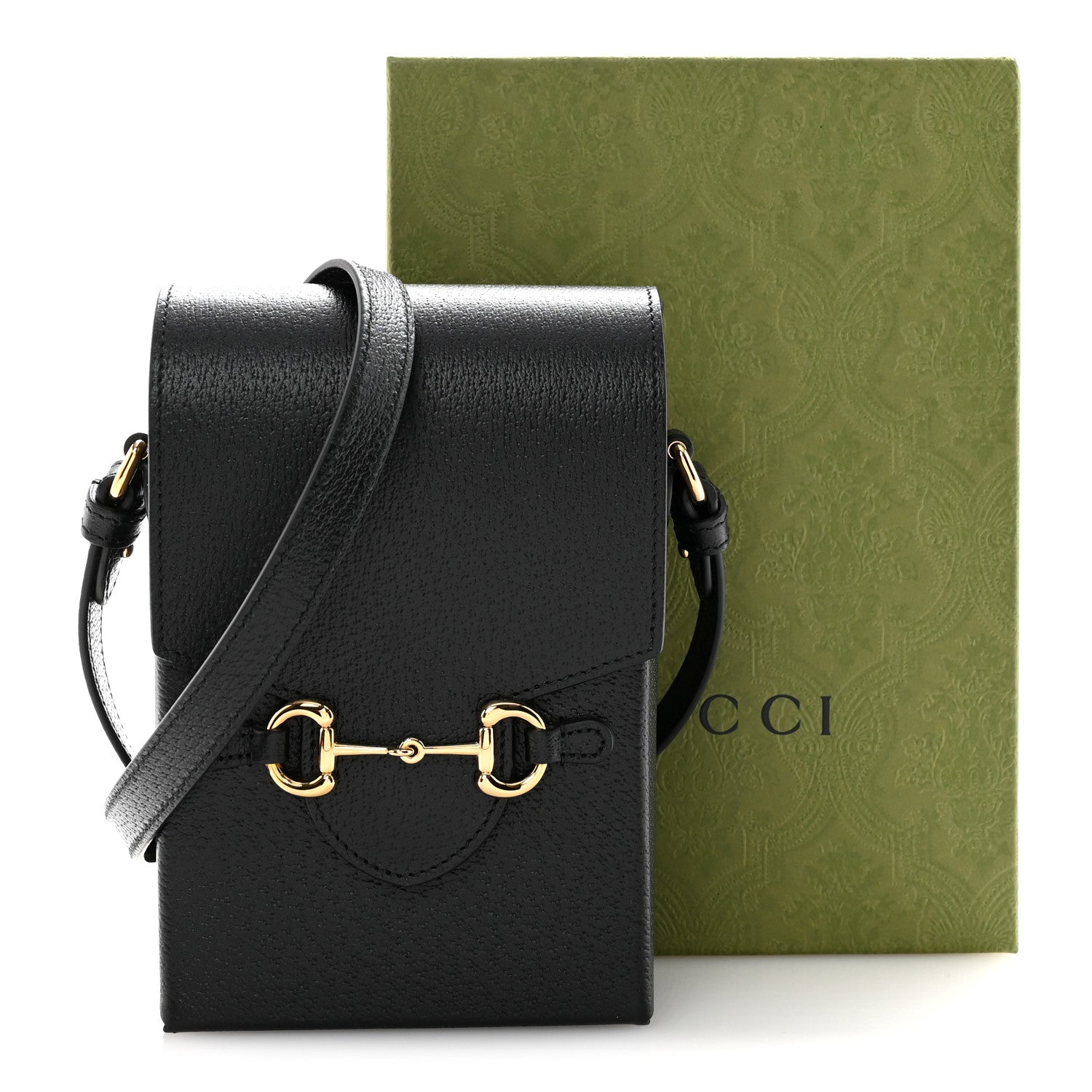 Dollar Calfskin Vertical Horsebit 1955 Crossbody Bag Black