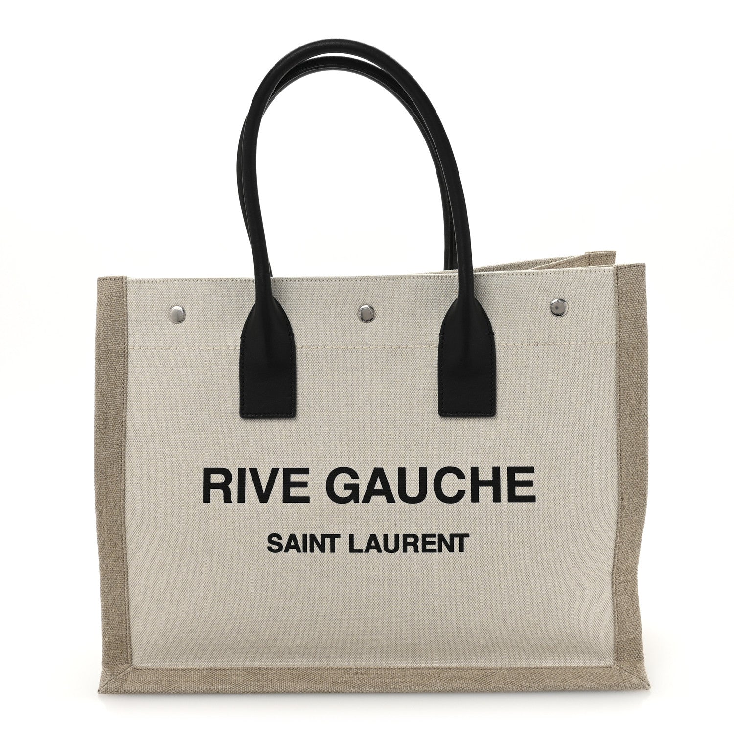 Linen Calfskin Small Rive Gauche Tote Greggio Natural