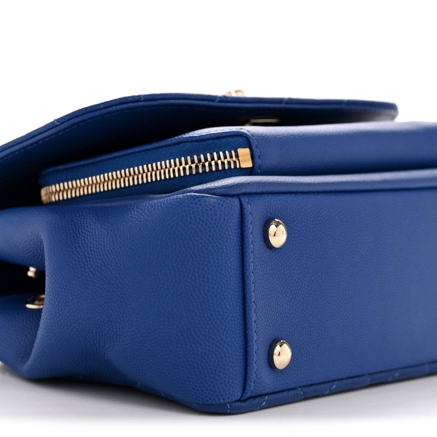 Caviar Quilted Small Business Affinity Flap Dark Blue