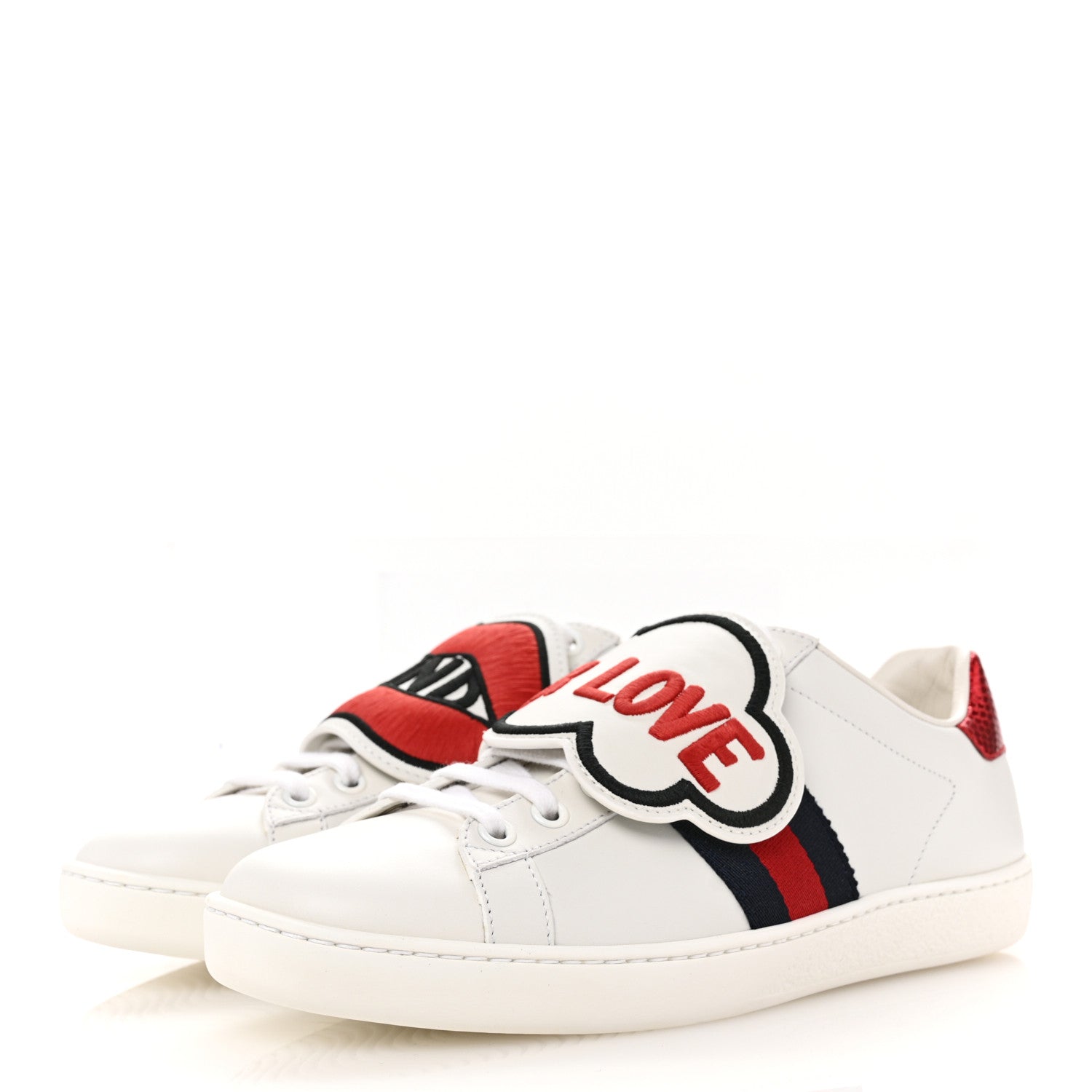 Calfskin Ayers Blind For Love Embroidered Womens Ace Sneakers 36.5 White