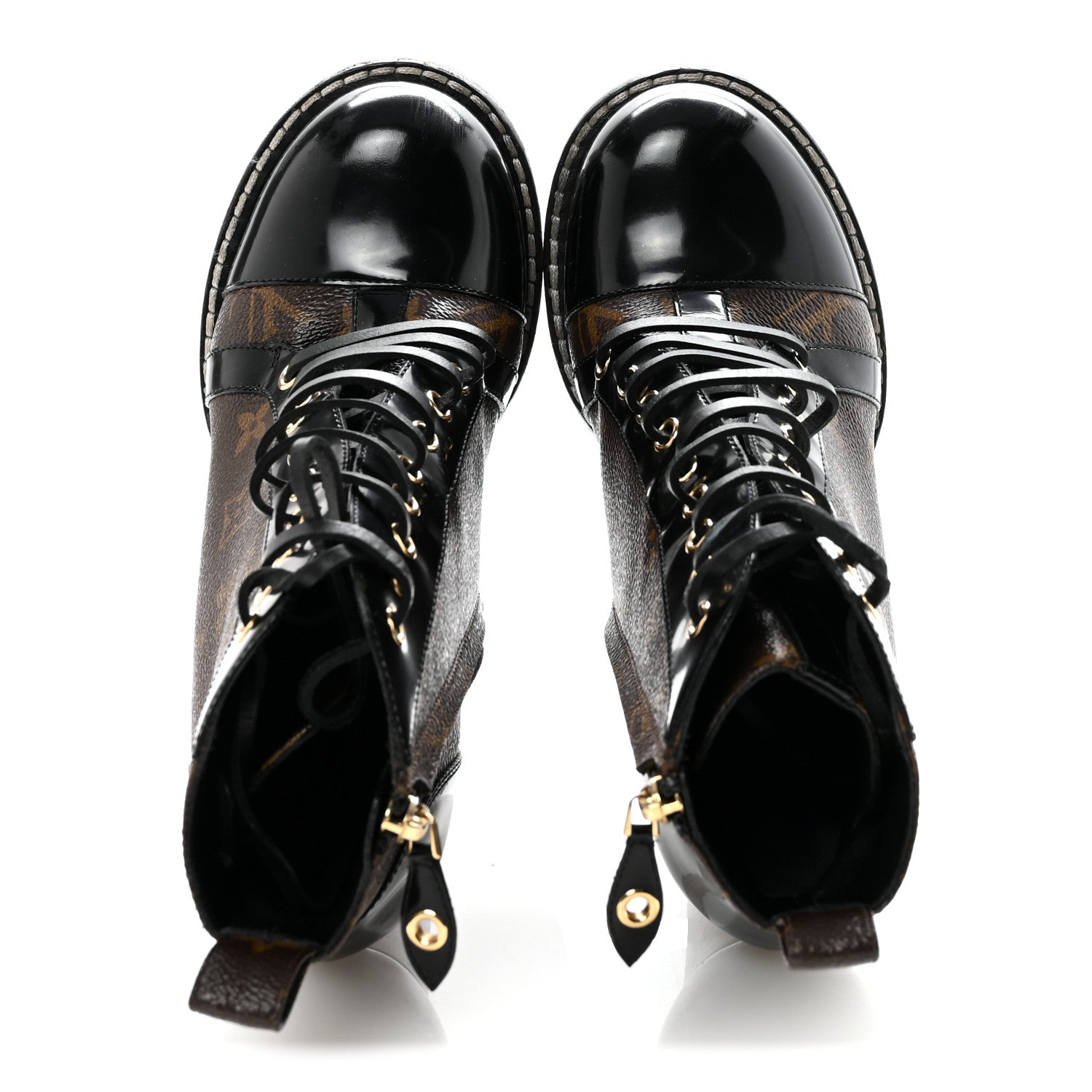 Patent Calfskin Monogram Star Trail Ankle Boots 38 Black