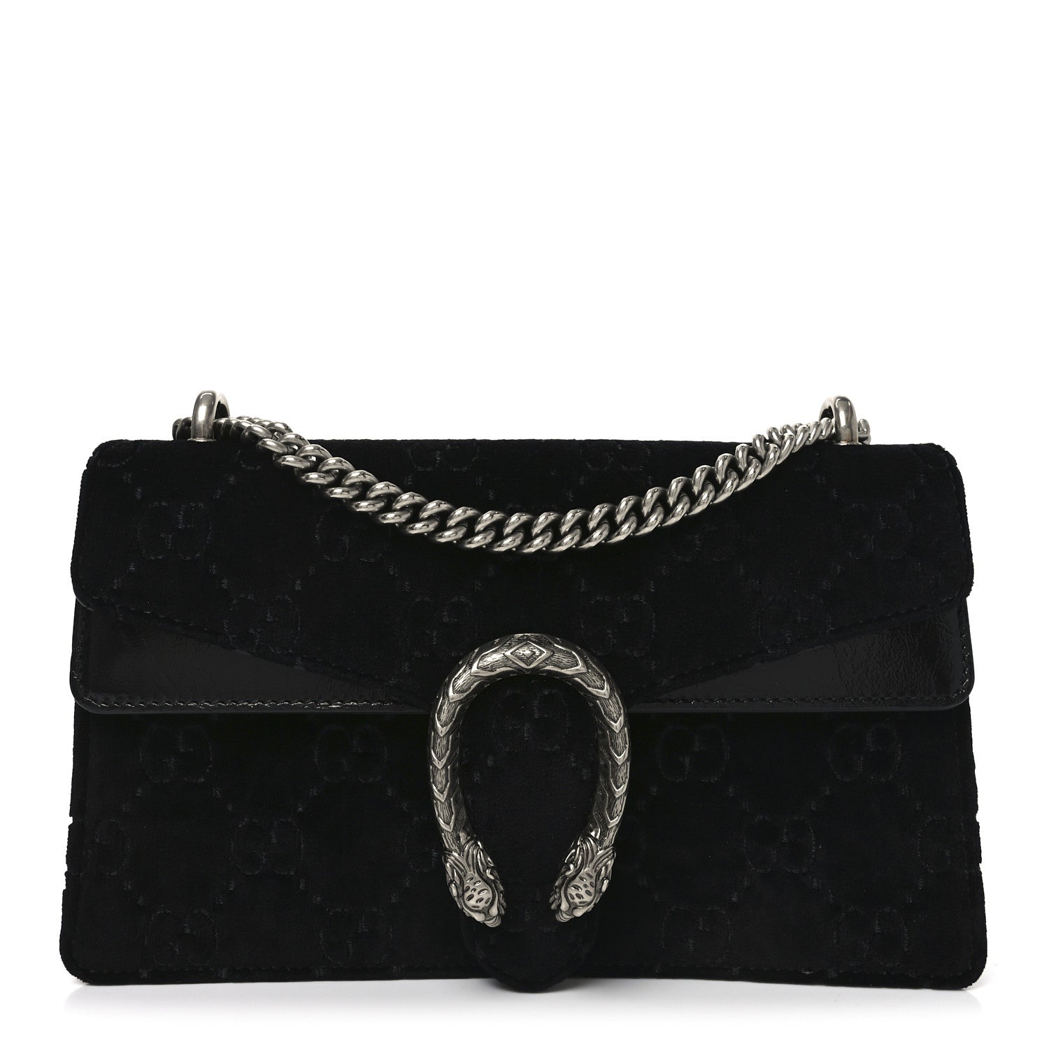 Velvet GG Monogram Small Dionysus Shoulder Bag Black