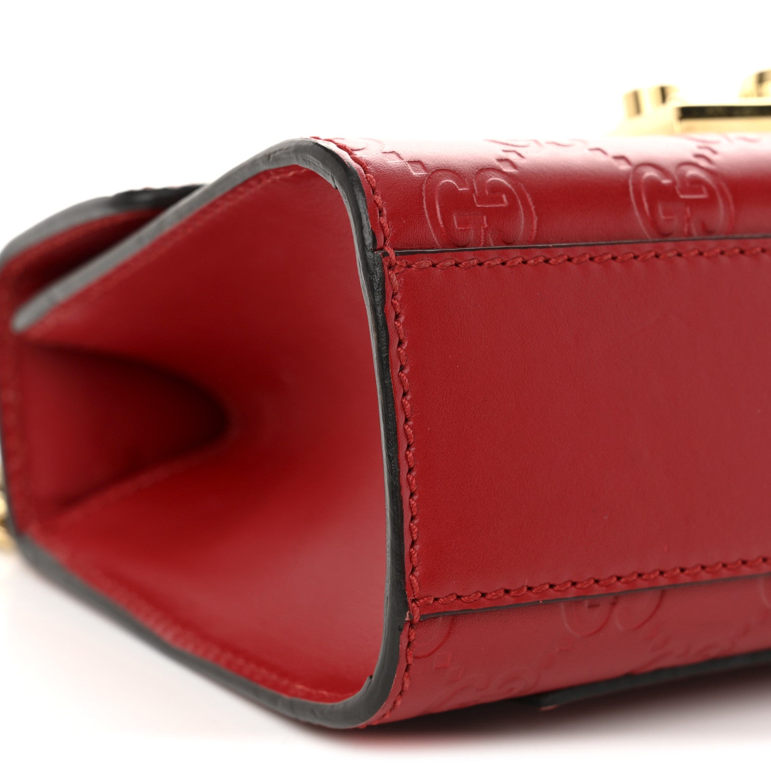Guccissima Small Padlock Shoulder Bag Hibiscus Red