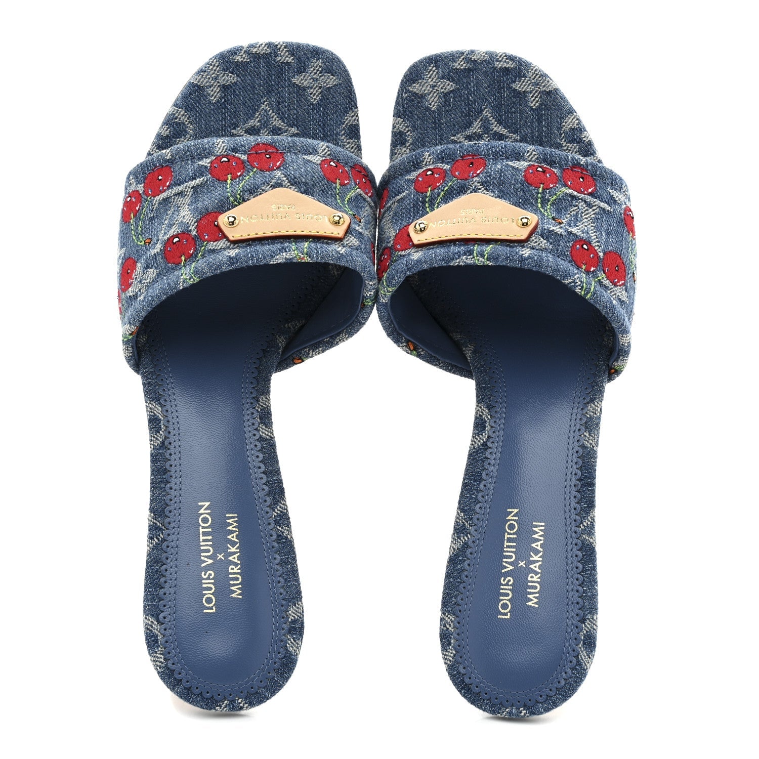 LV X TM Monogram Denim Cerises Lily Mules 37 Blue