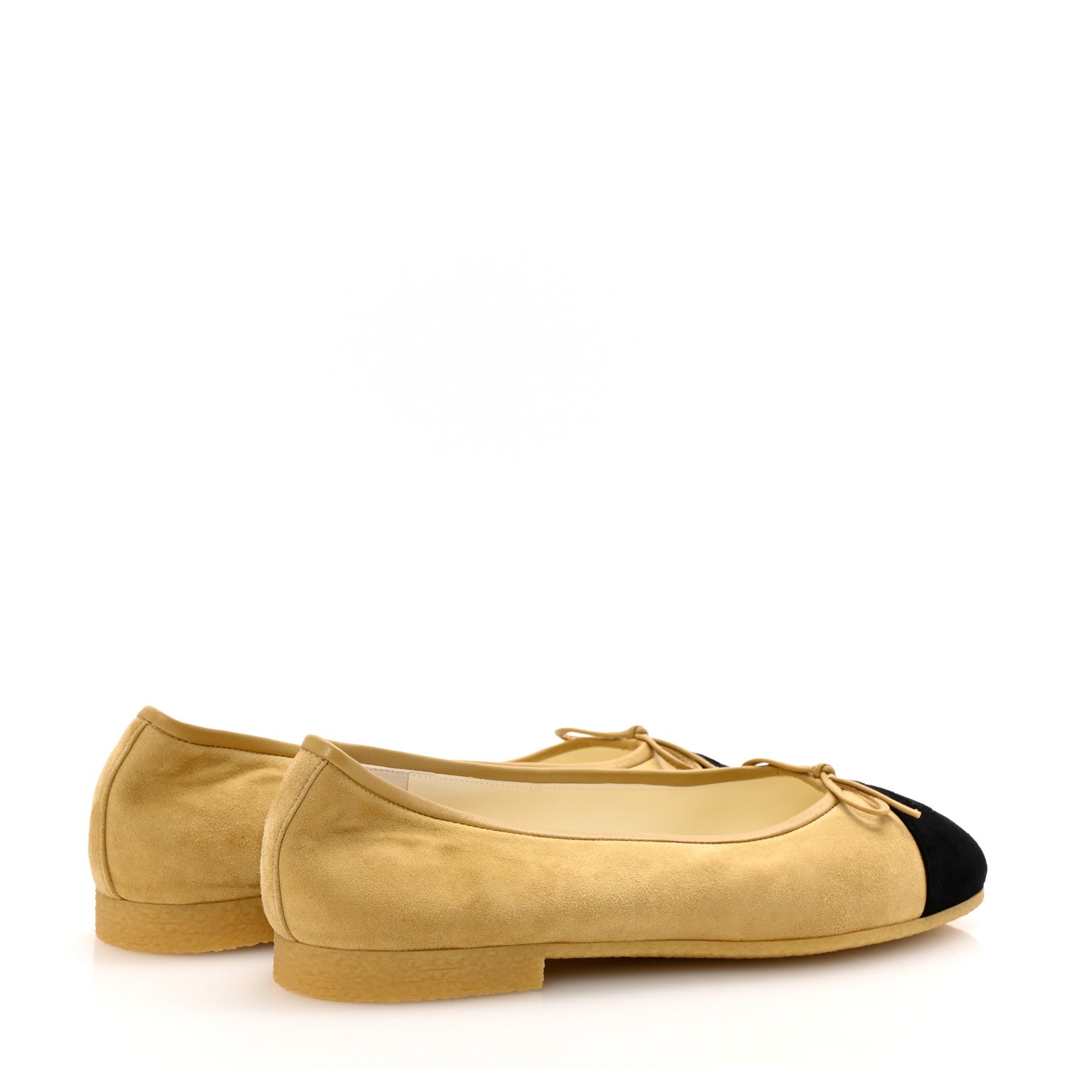 Suede Cap Toe CC Ballerina Flats 40 Beige Black