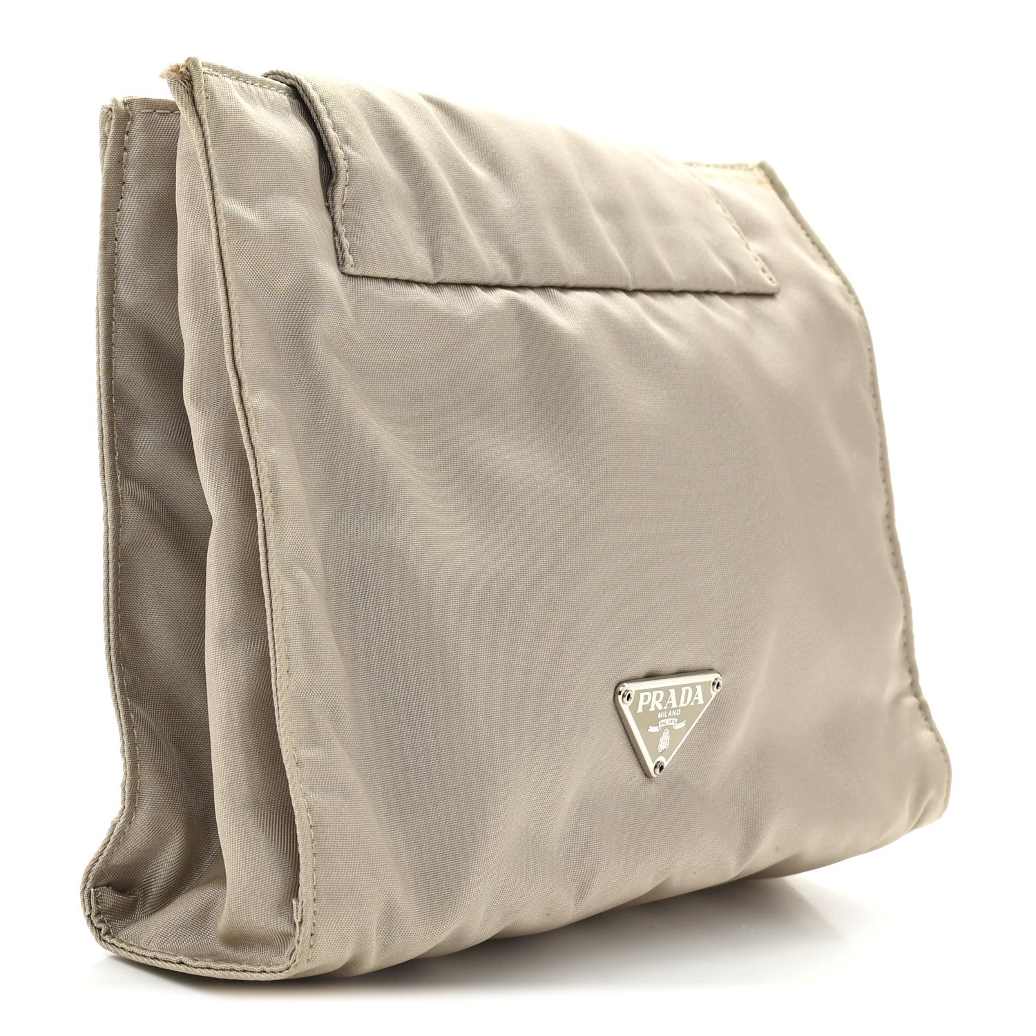 Satin Logo Clutch Sabbia