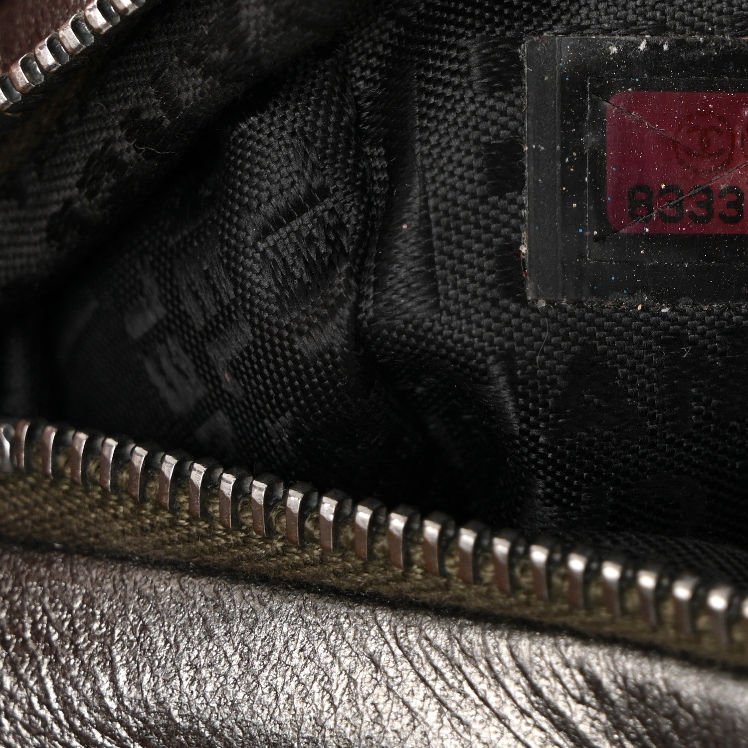 Metallic Lambskin Horizontal Quilt Pochette Dark Grey