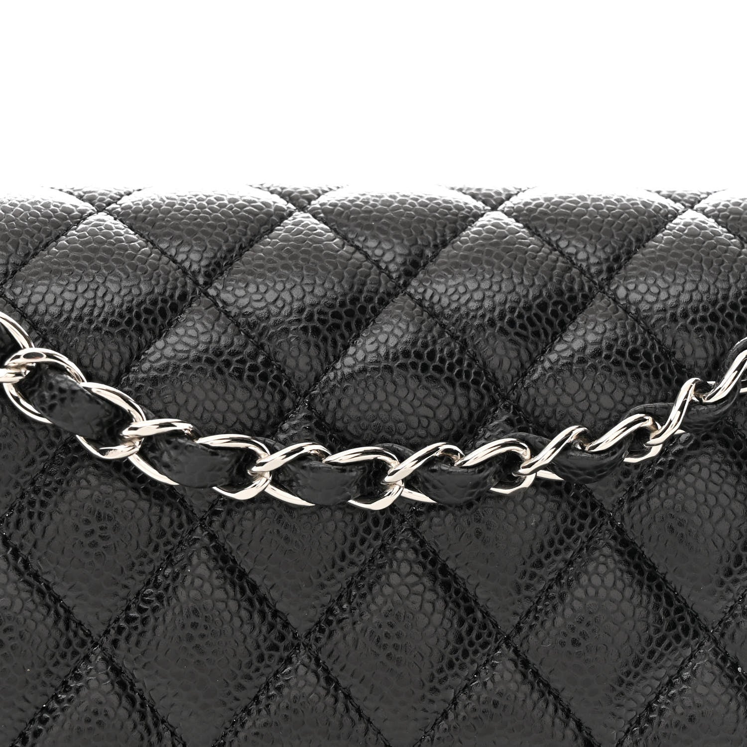 Caviar Quilted Medium Double Flap Black