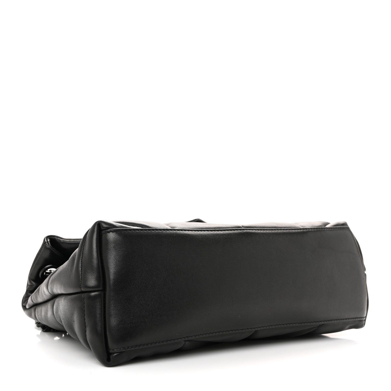 Lambskin Quilted Small Loulou Puffer Monogram Monochrome Chain Satchel Black