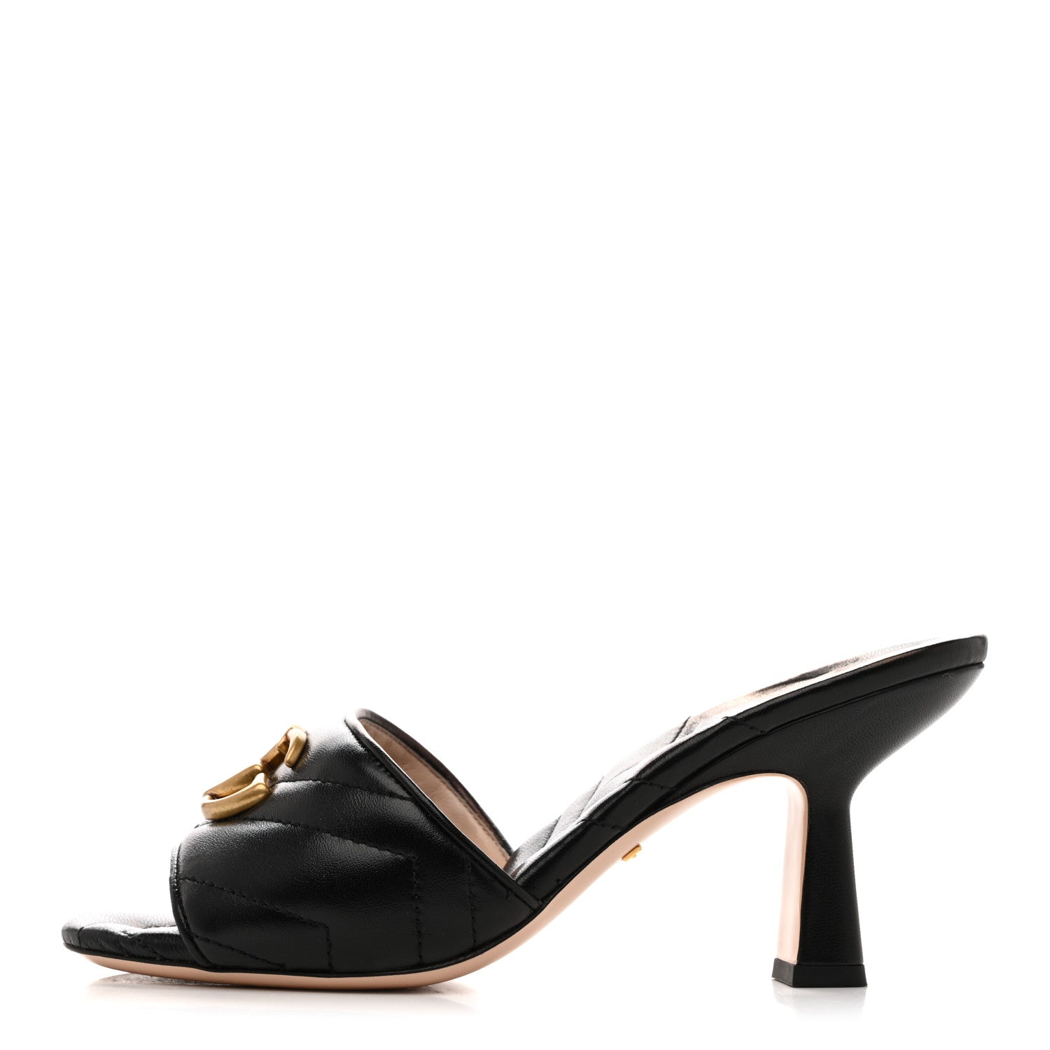 Nappa Matelasse GG Marmont 75mm Slide Sandals 37 Black