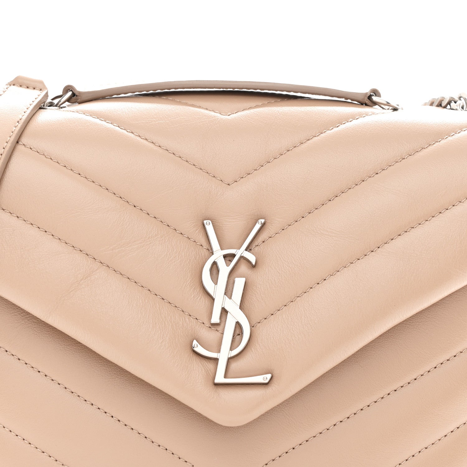 Calfskin Y Quilted Monogram Small Loulou Chain Satchel Dark Beige