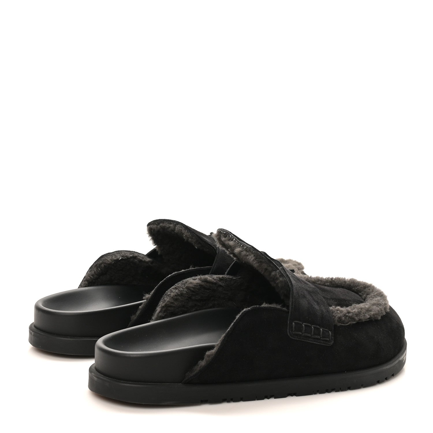 Suede Goatskin Shearling Mens Go Mules 43.5 Black