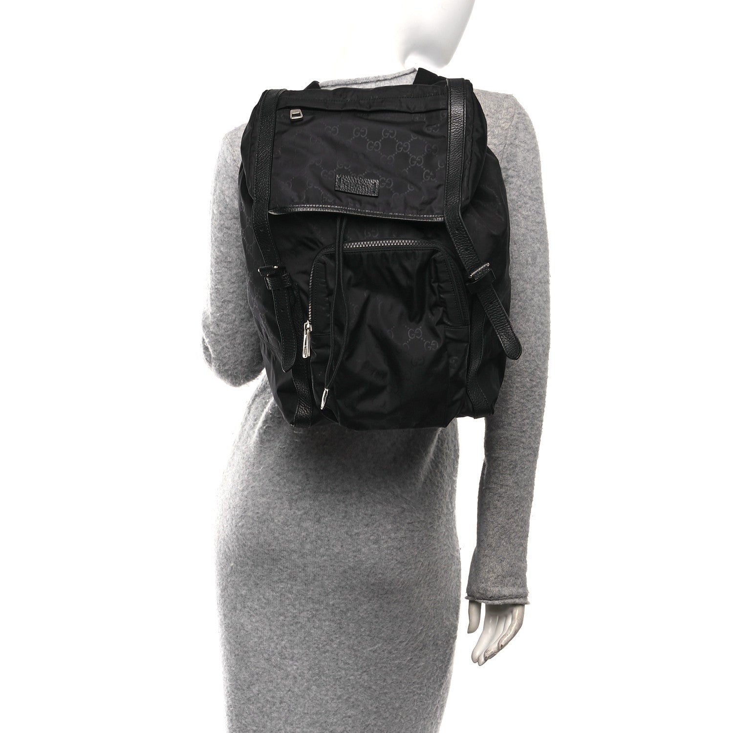 Nylon Monogram Medium Light Double Buckle Backpack Black