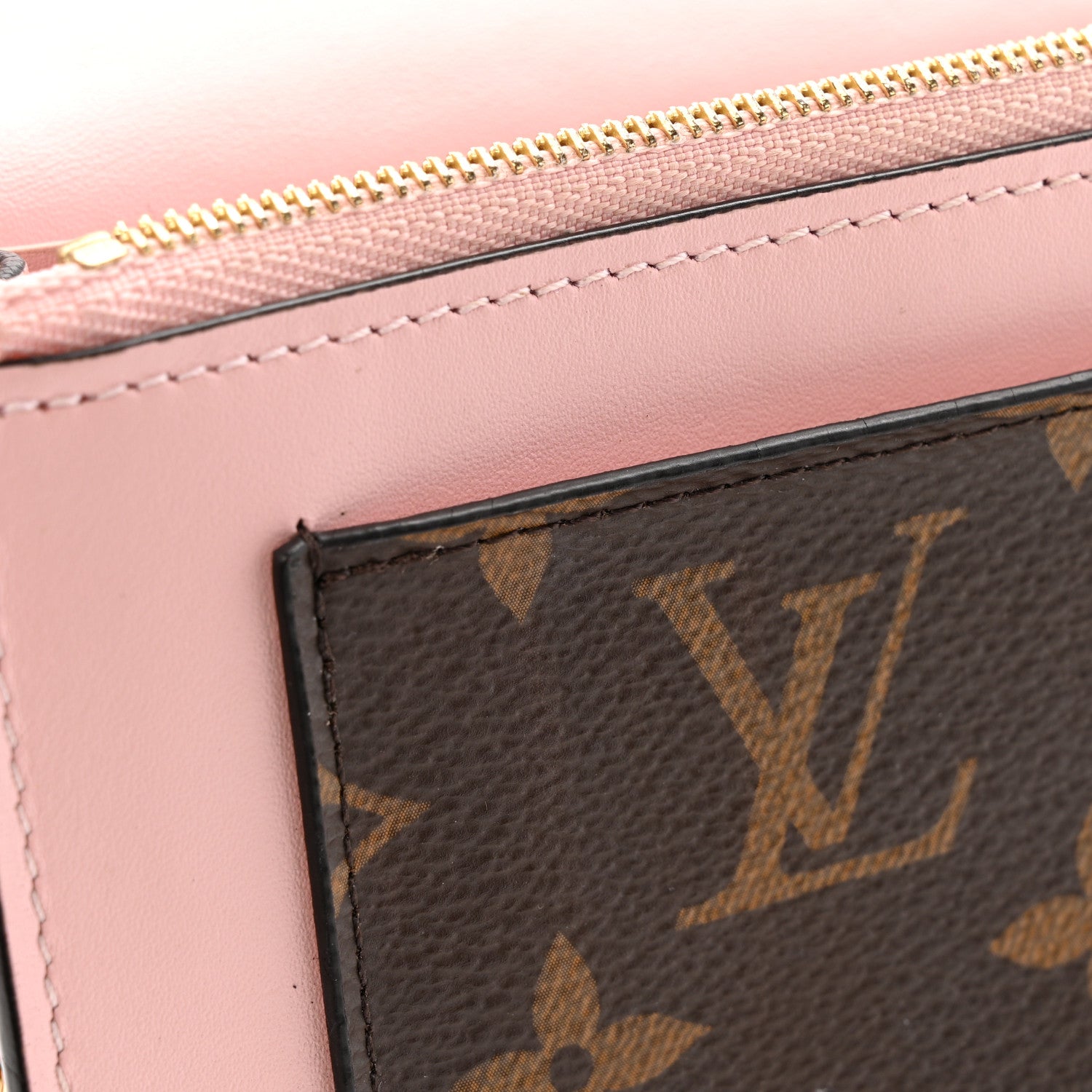 Monogram Flore Chain Wallet Rose Ballerine