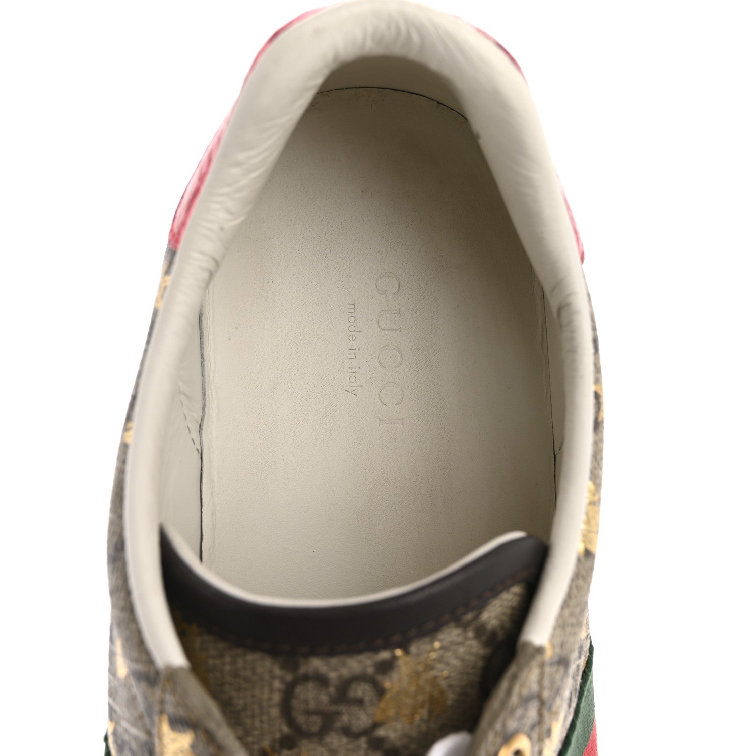 GG Supreme Monogram Bees Ayers Web Womens Ace Sneakers 37.5 Beige Oro Green Red