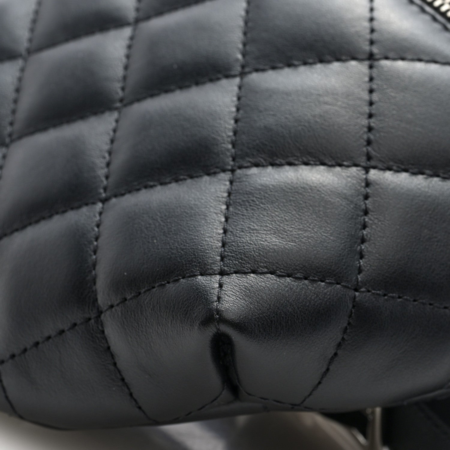 Lambskin Quilted Waist Belt Bag Black