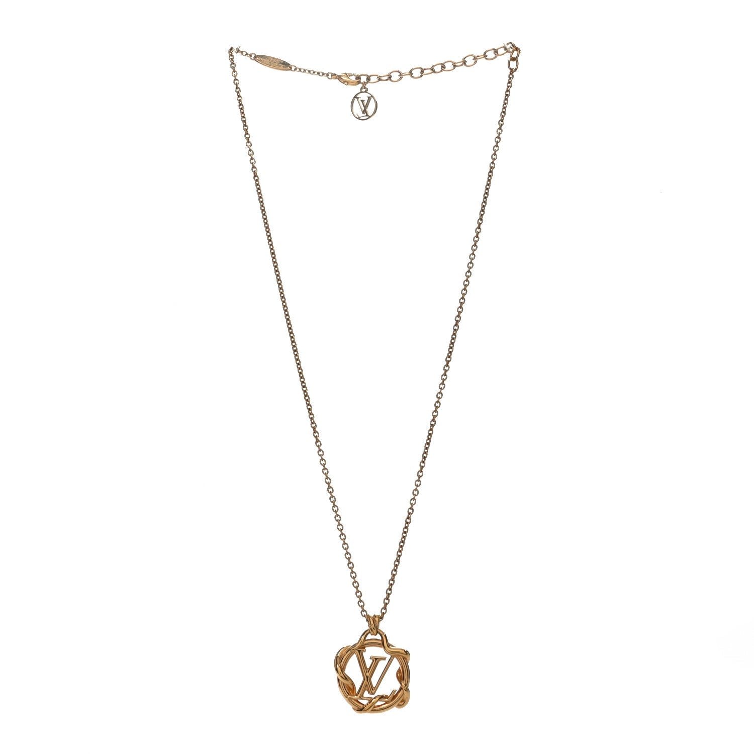 Metal LV Garden Louis Pendant Necklace Gold