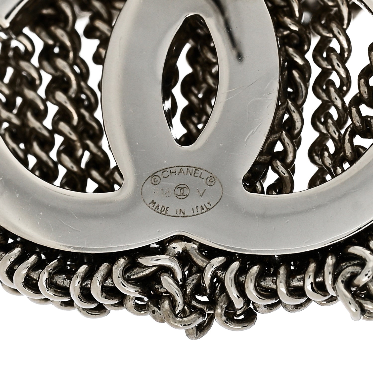 Baguette Crystal CC Chain Drop Earrings Silver