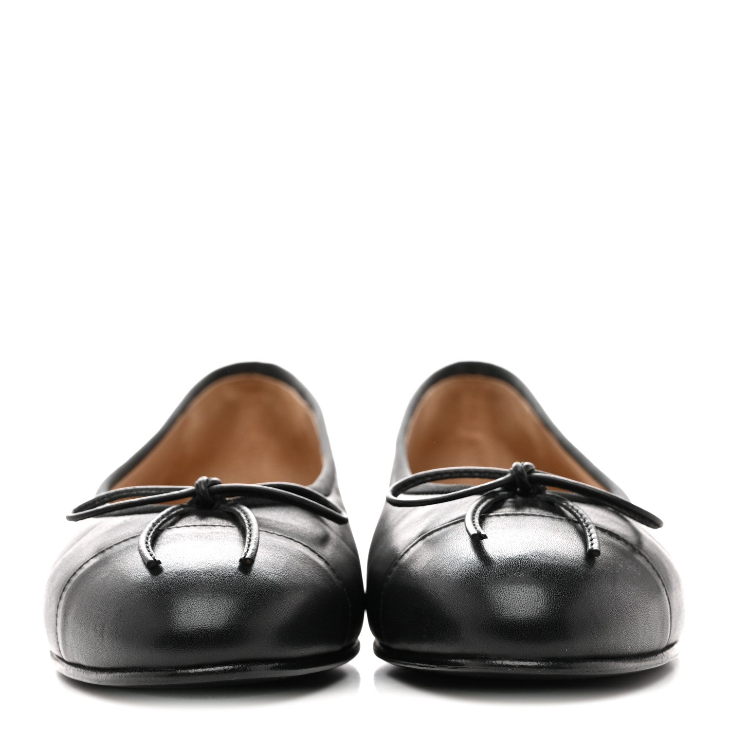 Lambskin Cap Toe CC Uniform Ballerina Flats 37 Black