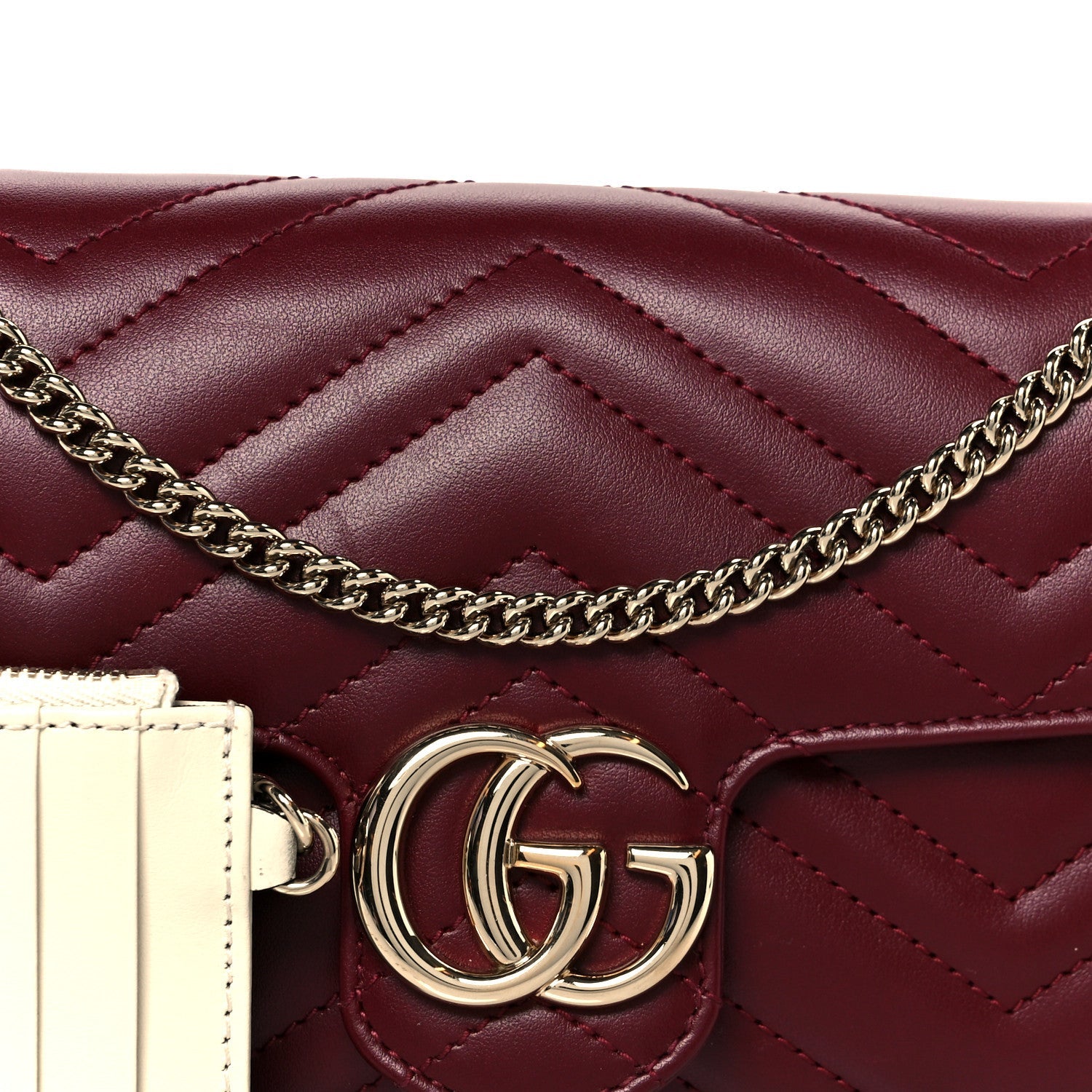Calfskin Matelasse Mini GG Marmont Shoulder Bag With Card Holder Rosso Ancora
