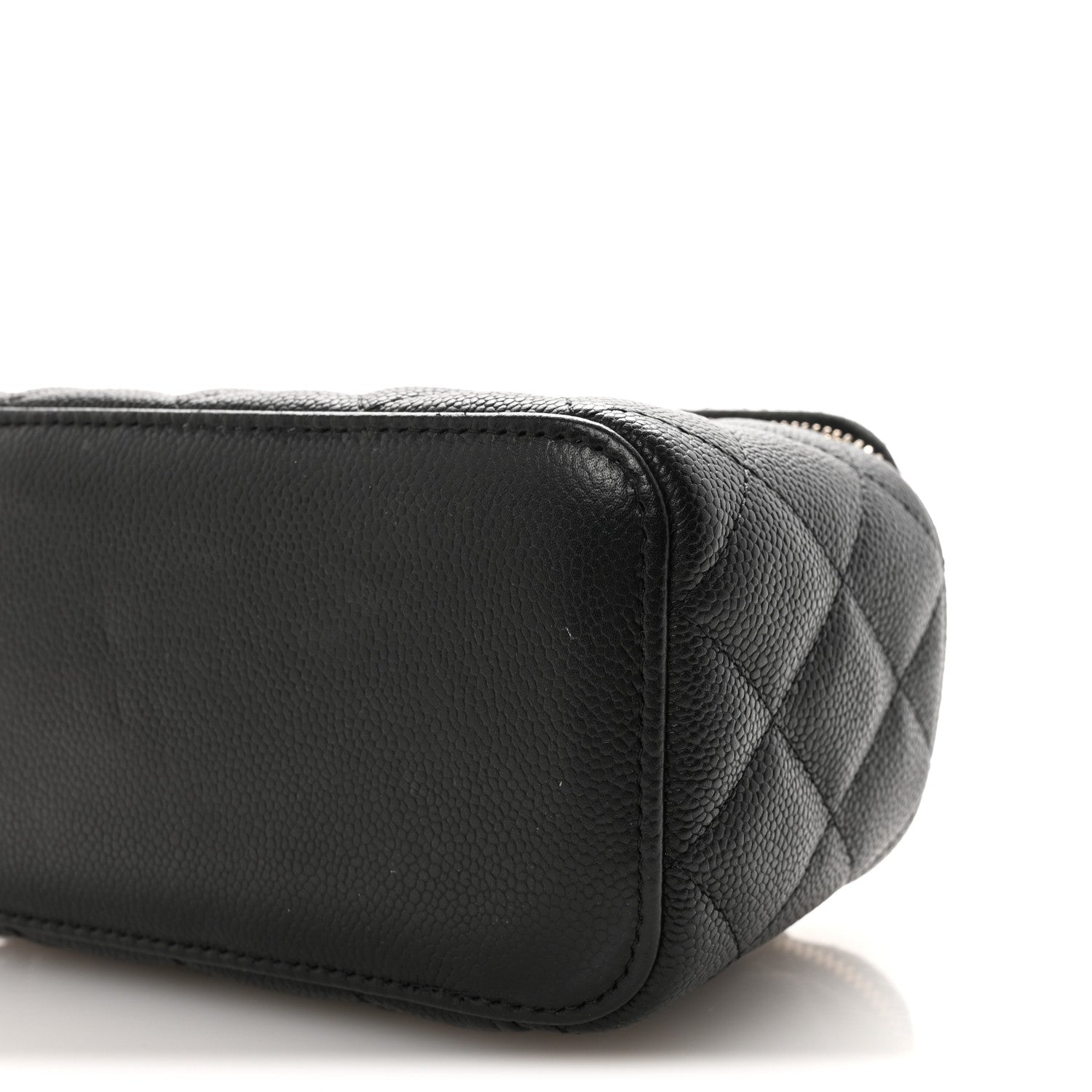 Caviar Quilted Small Tiny CC Vanity Case With Chain Black