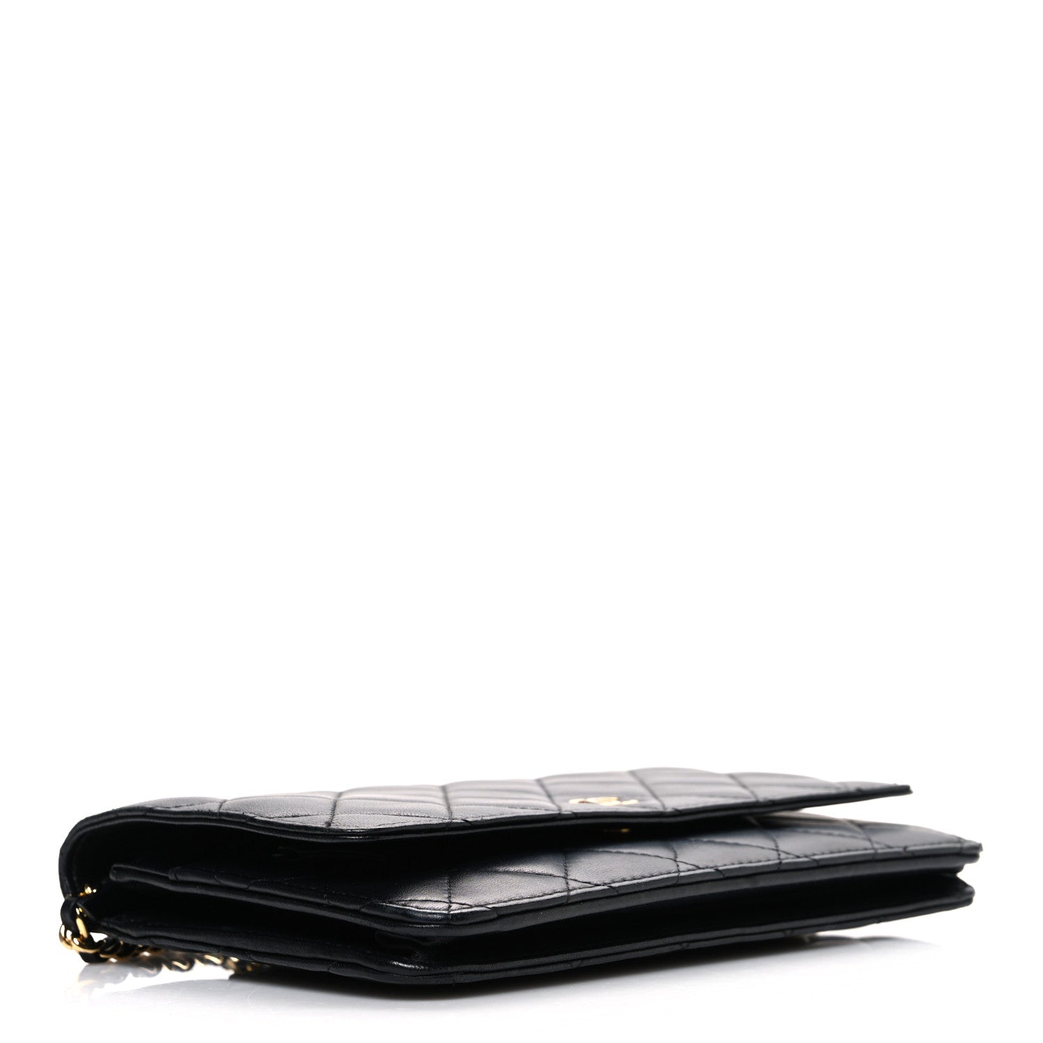 Lambskin Quilted Wallet On Chain WOC Black