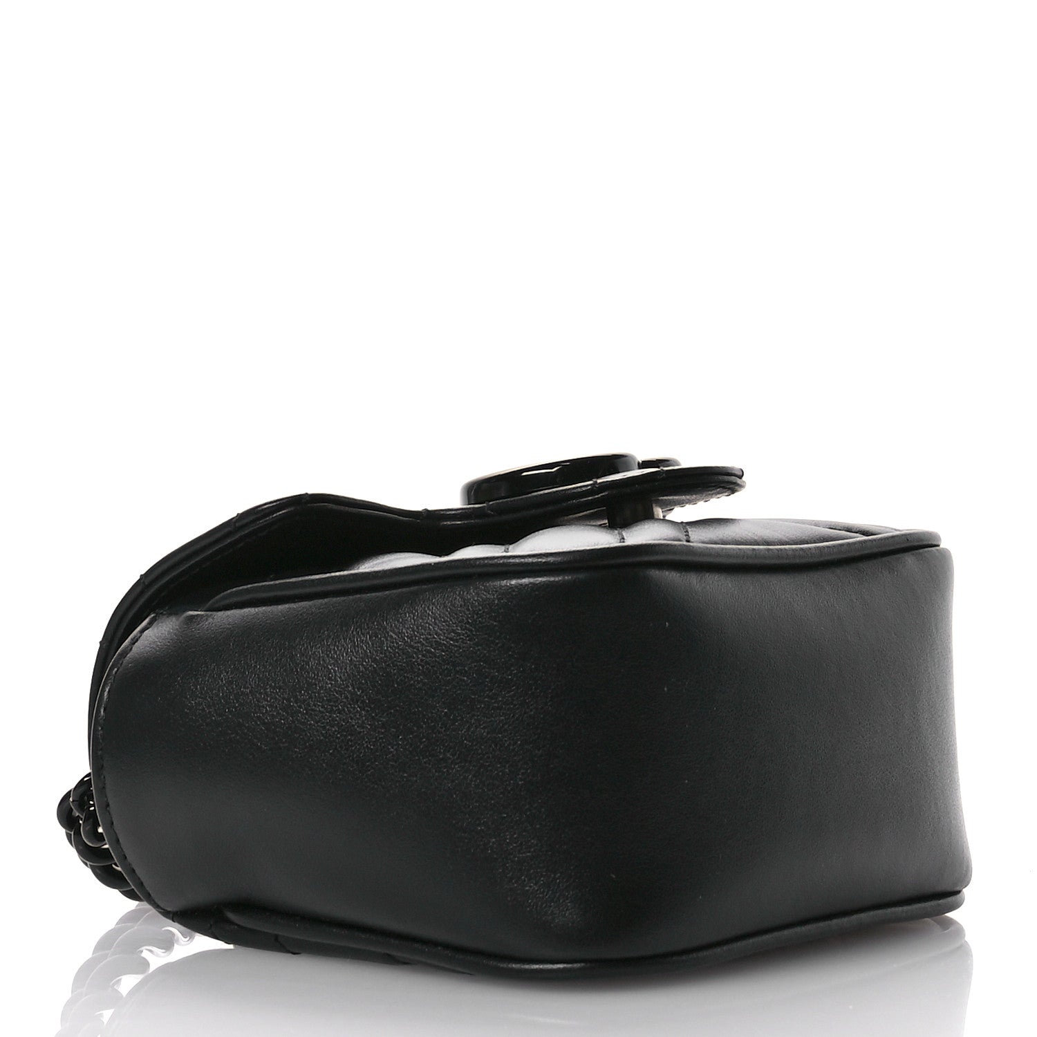 Calfskin Matelasse Monochrome GG Marmont Chain Mini Belt Bag Black
