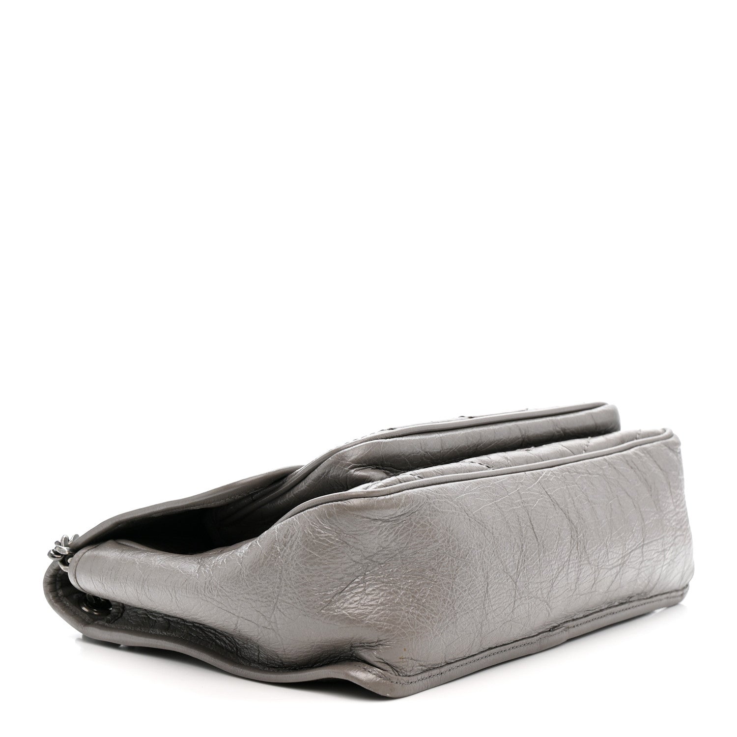 Crinkled Calfskin Matelasse Monogram Medium Niki Chain Satchel Storm