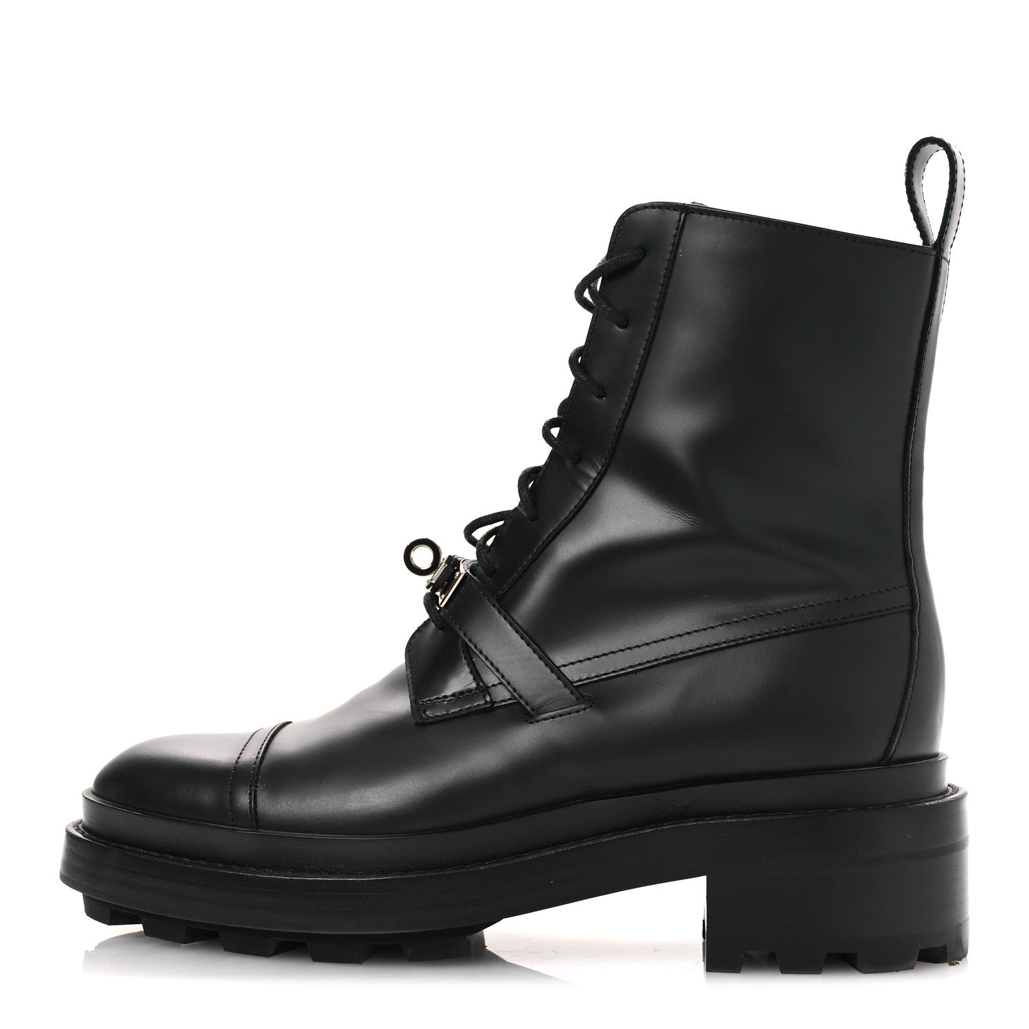 Glossed Calfskin Funk Ankle Boots 36 Black