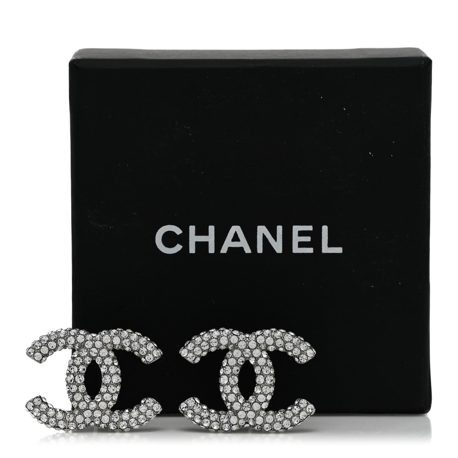 Crystal Large CC Earrings Silver