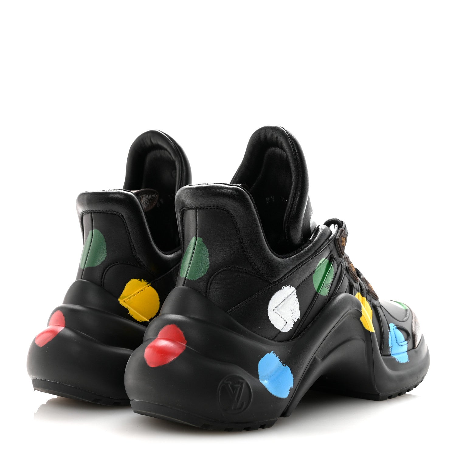 X YK Calfskin Patent Monogram Archlight Sneakers 37 Black